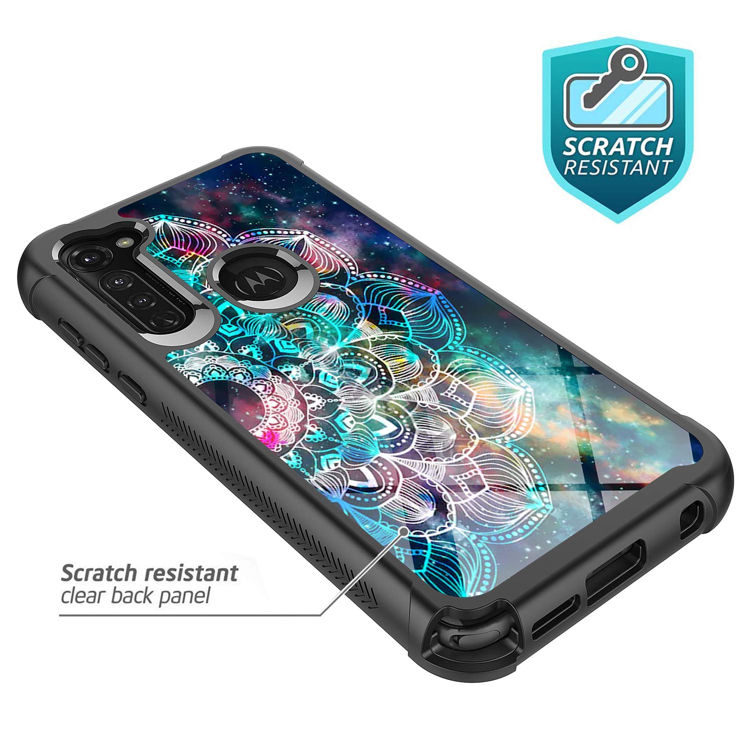 Rosebono Shockproof Hybrid Case for Moto G Stylus 2020 & Moto G Pro - Premium IMD Design with Galaxy Mandala Pattern - Perfect for Daily Protection & Style Enhancement