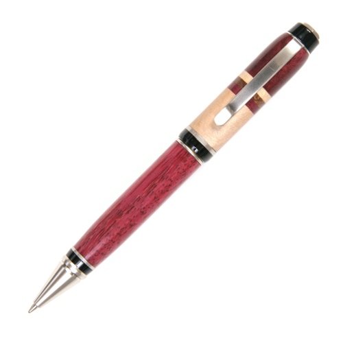 Premium Lanier Cigar Twist Pen - Brushed Satin Finish - Purpleheart & Maple Wood with Walnut Inlay - Luxury Writing Instrument for Business Gifts, Collectors & Pen Enthusiasts