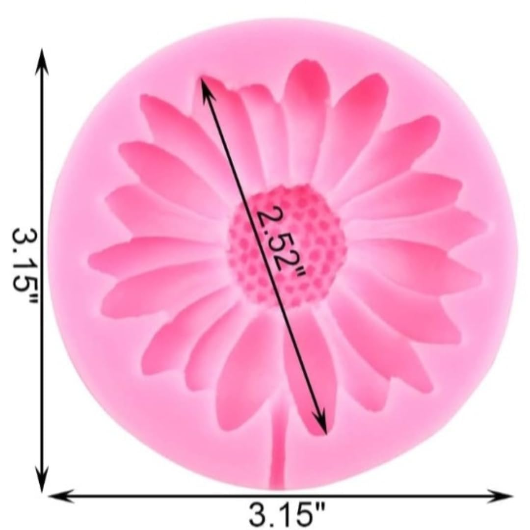 3D Sunflower Daisy Flower Silicone Fondant Mold for DIY Chocolate Cake Decor, Jelly, Polymer Clay, Pastry, Soap & Resin Candle Crafts - 1 Cavity | Perfect for Birthday Parties, Wedding Cakes & Home Baking Decorations