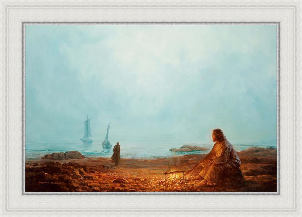 By The Shore By Yongsung Kim - Beautiful Coastal Wall Art for Beach House Decor, Living Room & Bedroom - Ocean Sunset Painting for Home & Office