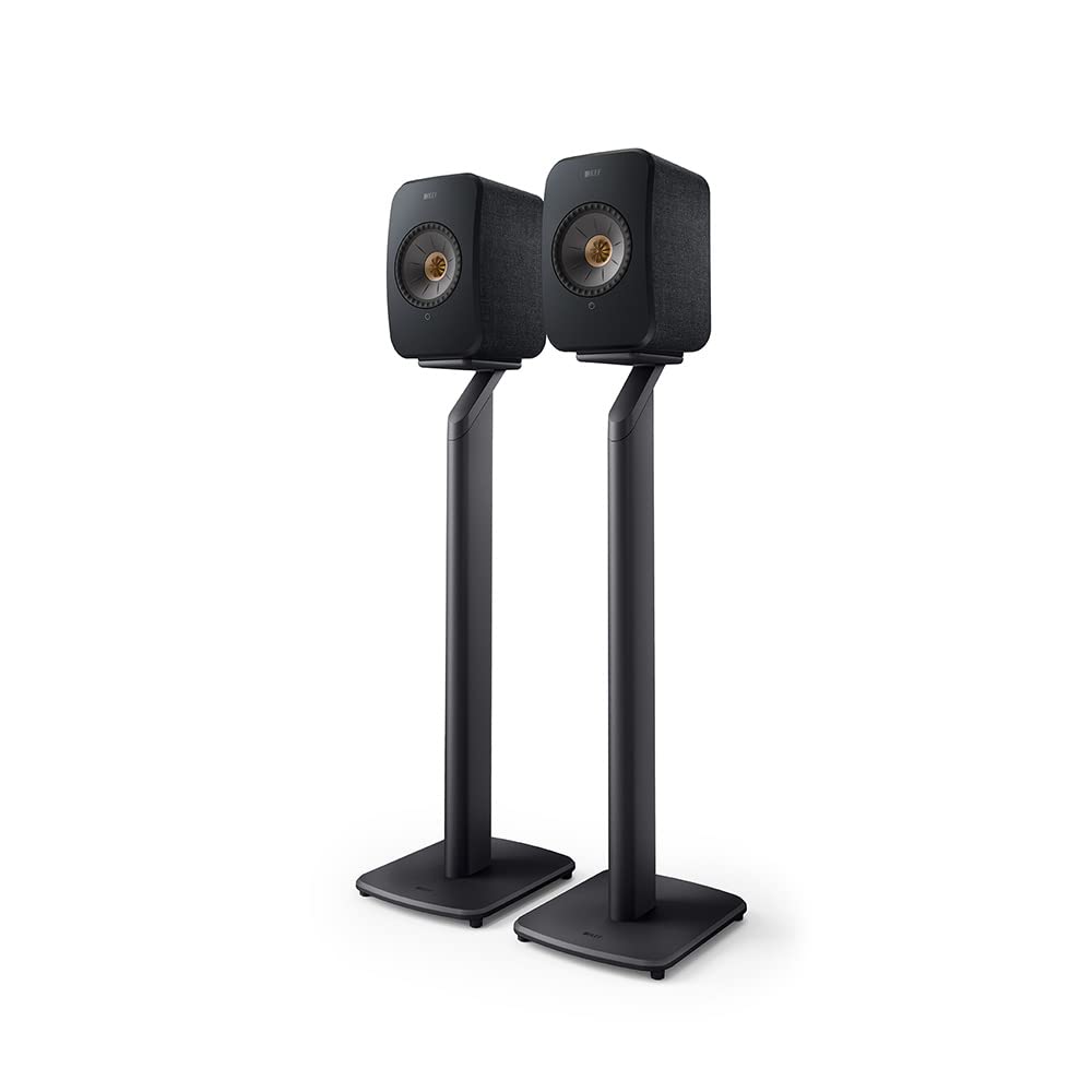 KEF LSX S1 Premium Bookshelf Speaker Stands - Black | Heavy Duty Steel Base for KEF LSX Wireless Speakers | Perfect for Home Theater, Studio & Office Setup