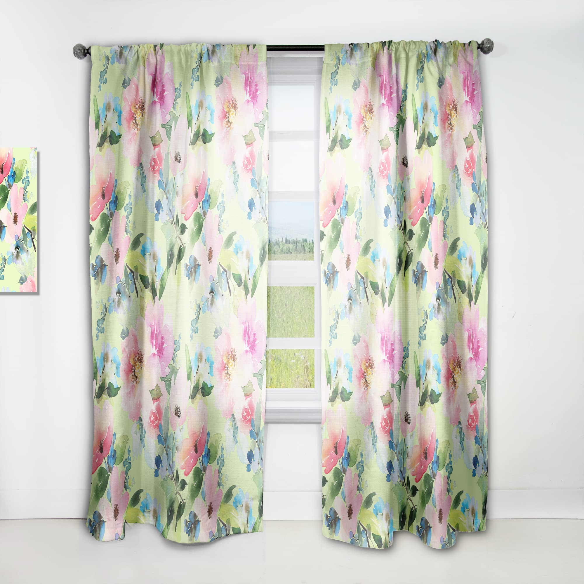 DesignQ Floral Botanical Retro IV Thermal Insulated Curtains - Single Panel 52x120 Inches - Elegant Window Treatments for Bedroom & Living Room - Perfect for Home Decor, Privacy & Energy Savings