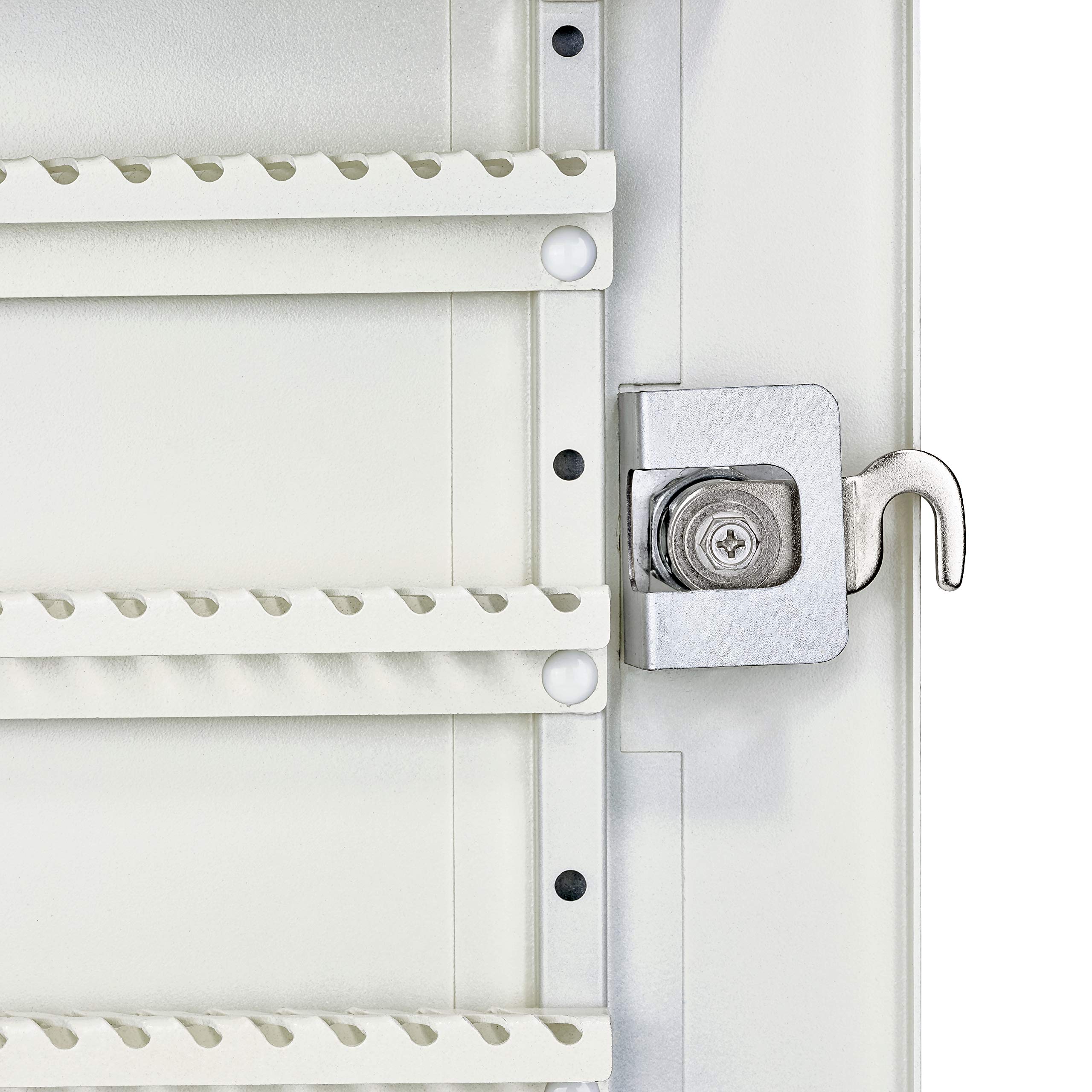 Mail Boss 8151 Key Boss - Heavy Duty Commercial Grade Steel High Security Key Cabinet - 105-Key Organizer with Adjustable Shelves & Keyed Lock - Secure Drop Box for Offices, Schools, Hotels (Cream White)