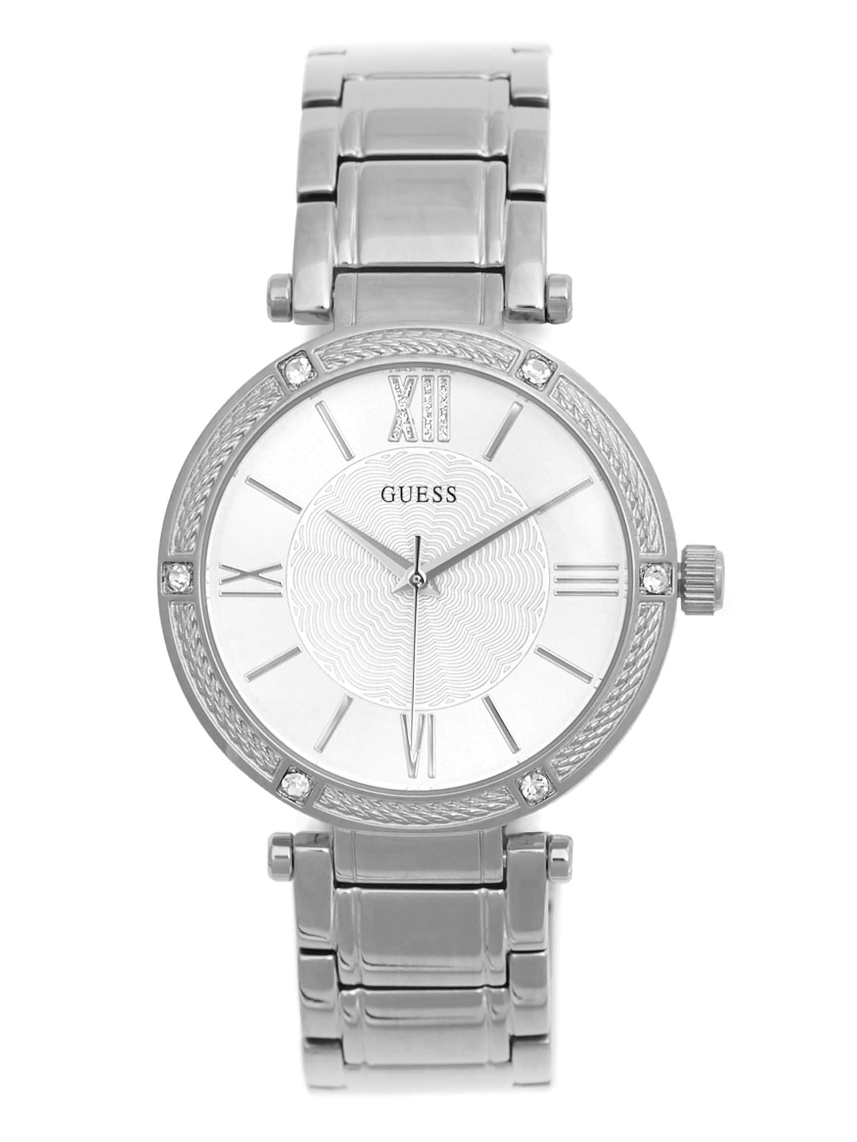 GUESS Factory Women's Silver-Tone Analog Watch - Stylish Fashion Watch for Women, Perfect for Casual Wear, Office & Special Occasions