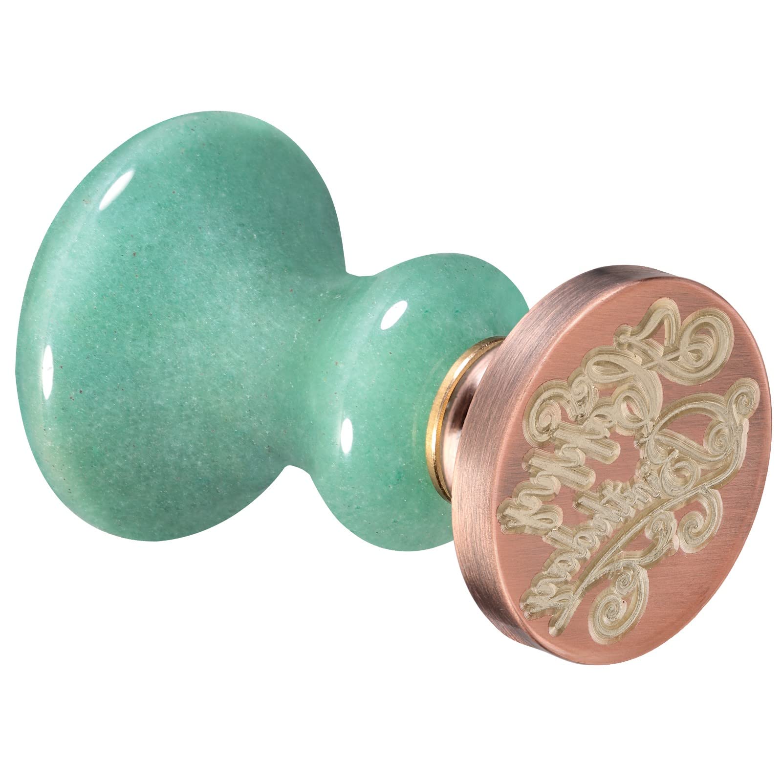 Amogeeli Green Aventurine Wax Seal Stamp Kit - Handcrafted Crystal Handle with Copper Stamp Head for Wedding Invitations, Letters, Scrapbooking & DIY Crafts - Perfect for Birthday Cards, Envelopes & Special Occasions