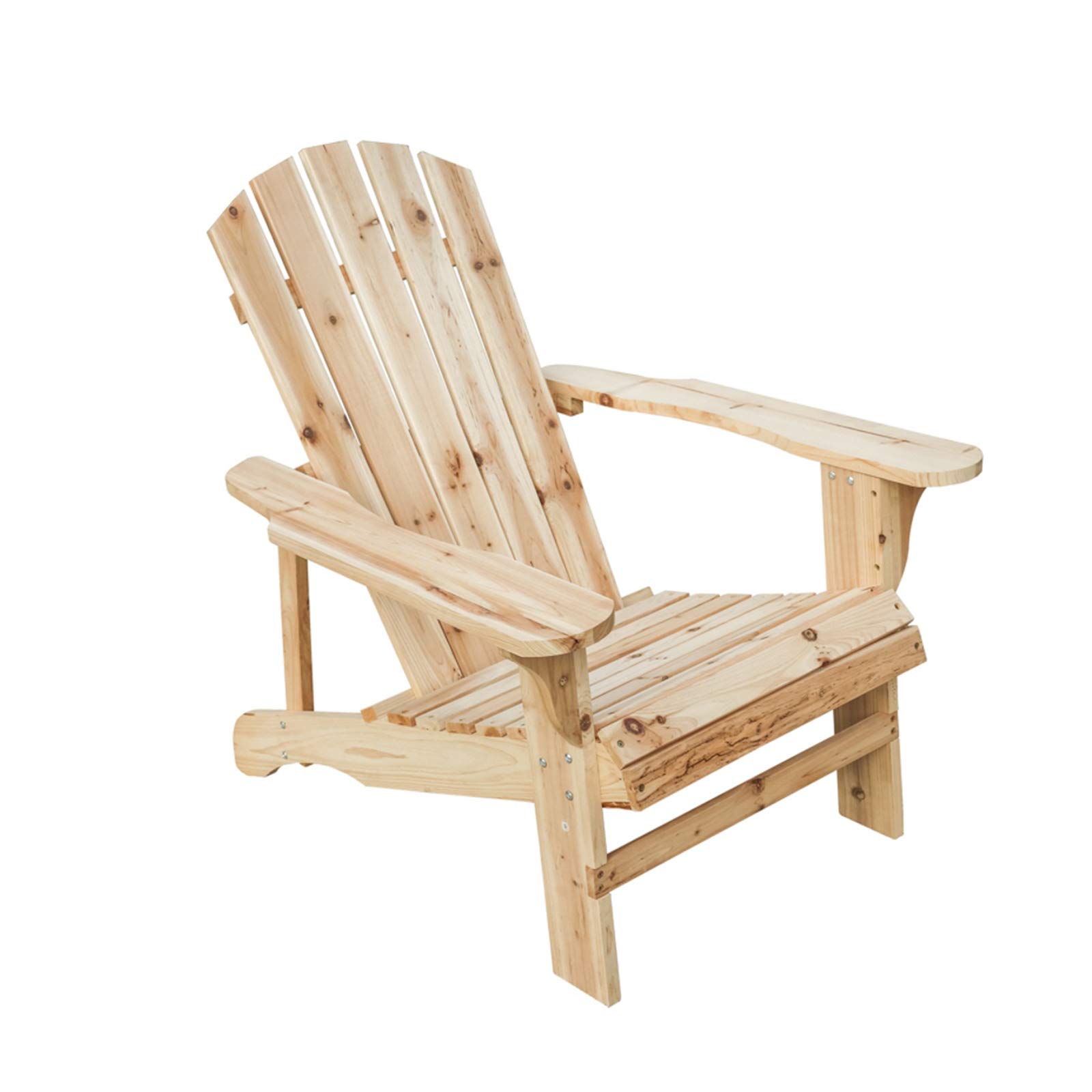Rustic Style Wooden Adirondack Chair - Outdoor Patio Furniture for Lawn, Porch & Deck - Natural Finish - Perfect for Relaxing in Your Garden or Backyard