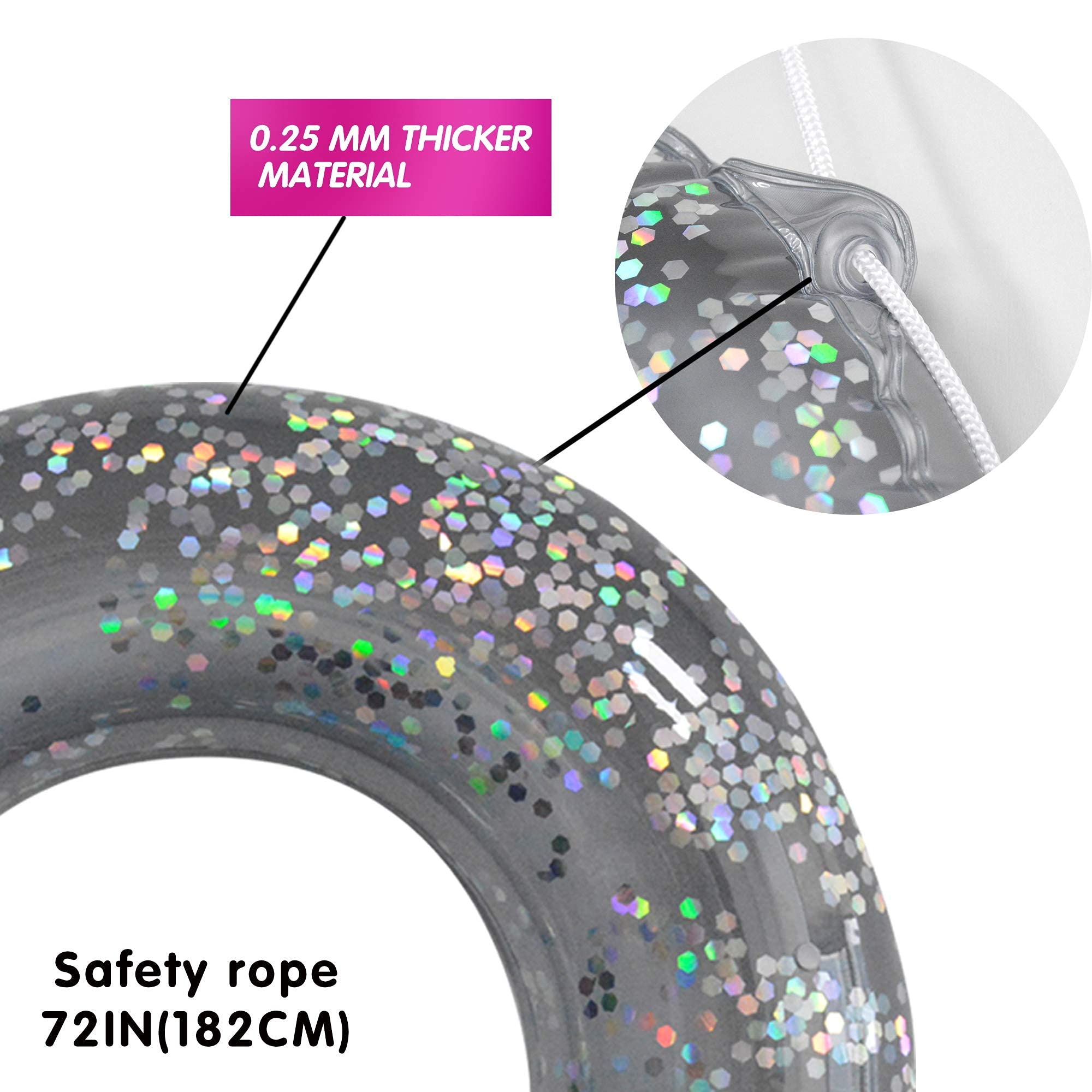 **3 Pack Kids Pool Floats - Inflatable Swim Rings & Pool Tubes Toys for Summer Fun, Beach & Pool Party Supplies with Patch & Tow Rope (Perfect for Swimming, Beach Trips & Pool Parties)**