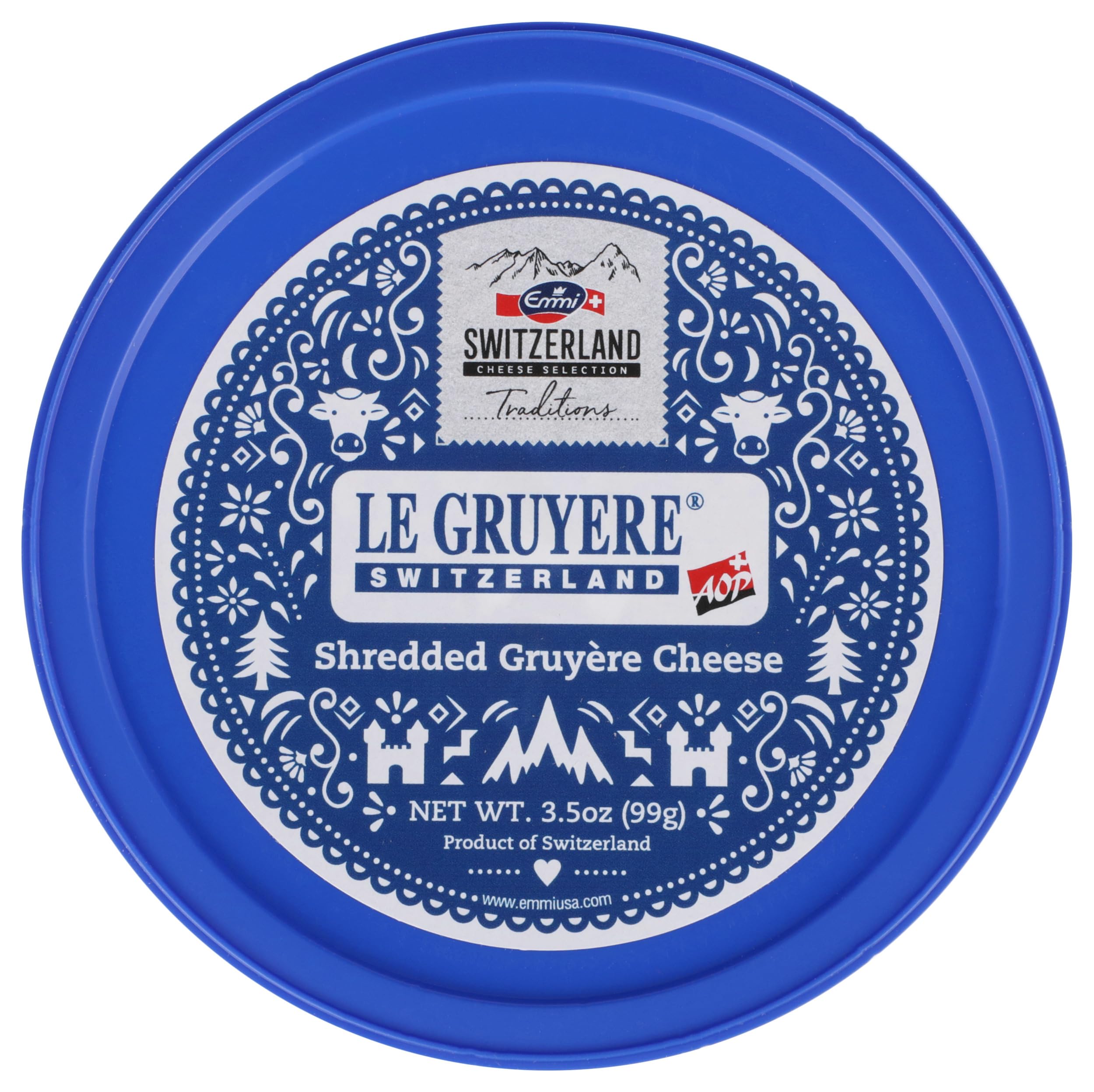 Emmi Shredded Gruyere Cheese - 3.5 oz (100g) | Premium Swiss Cheese for Cooking, Baking & Snacking | Perfect for Fondue, Sandwiches & Salads