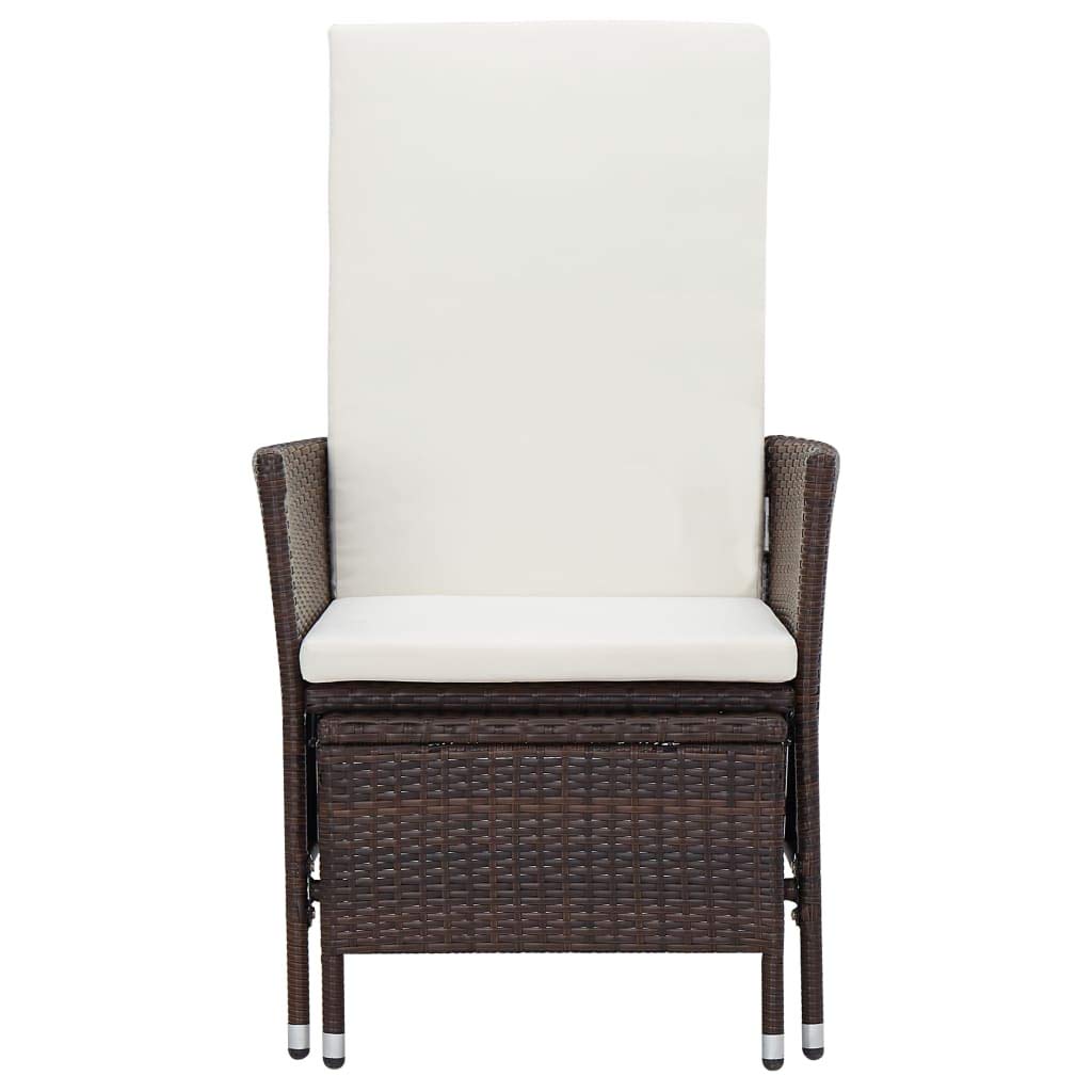 Modern Brown Poly Rattan Outdoor Patio Set - Wicker Bistro & Conversation Chairs with Cushions - Reclining Lounge Chairs for Garden, Poolside & Backyard Relaxation