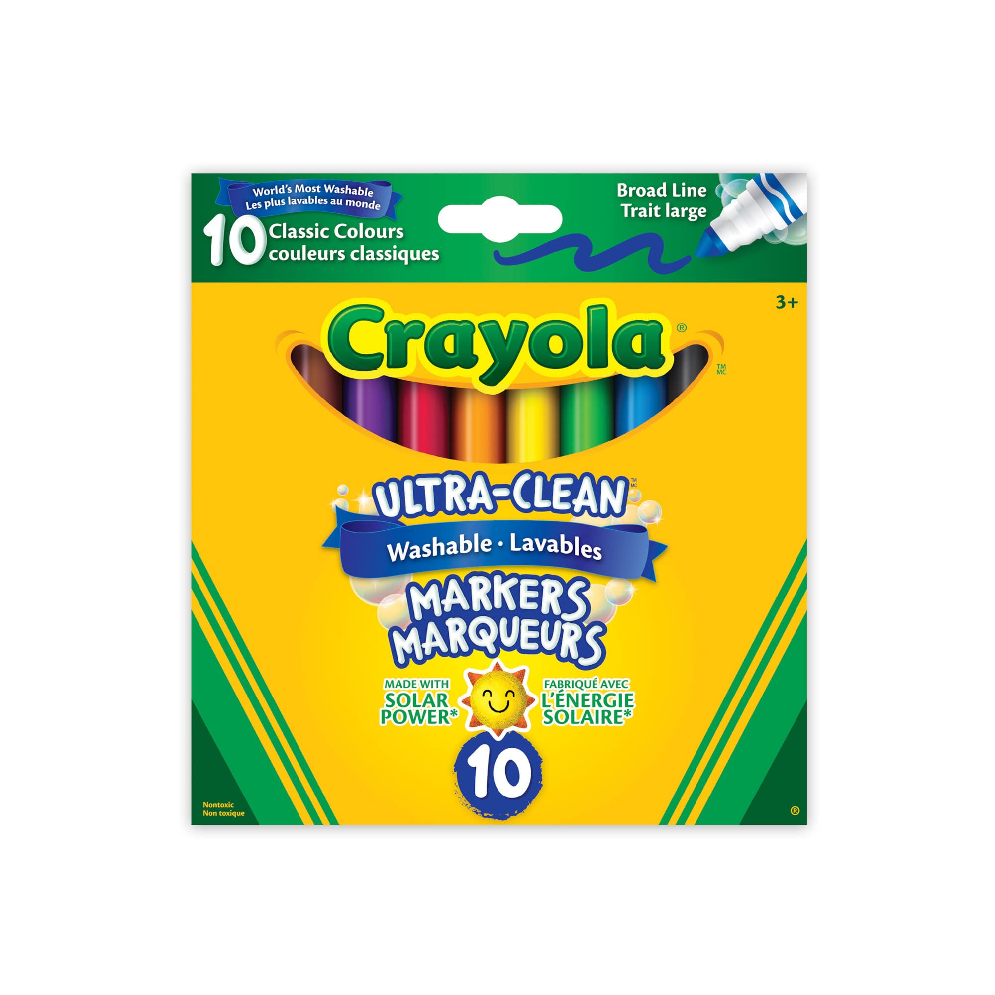 Crayola 10-Count Washable Ultra-Clean Broad Line Markers - Vibrant Colors for Kids Art Projects, School Supplies & Classroom Activities