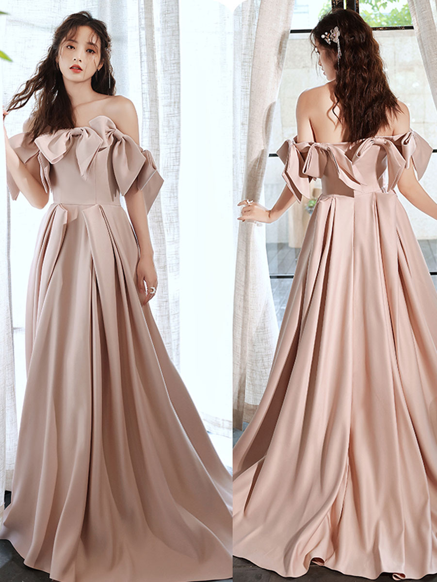 Elegant Pink Long Prom Dresses for Women - Off Shoulder Formal Evening Gowns for Graduation, Homecoming & Special Occasions - Perfect for Dances, Parties & Formal Events