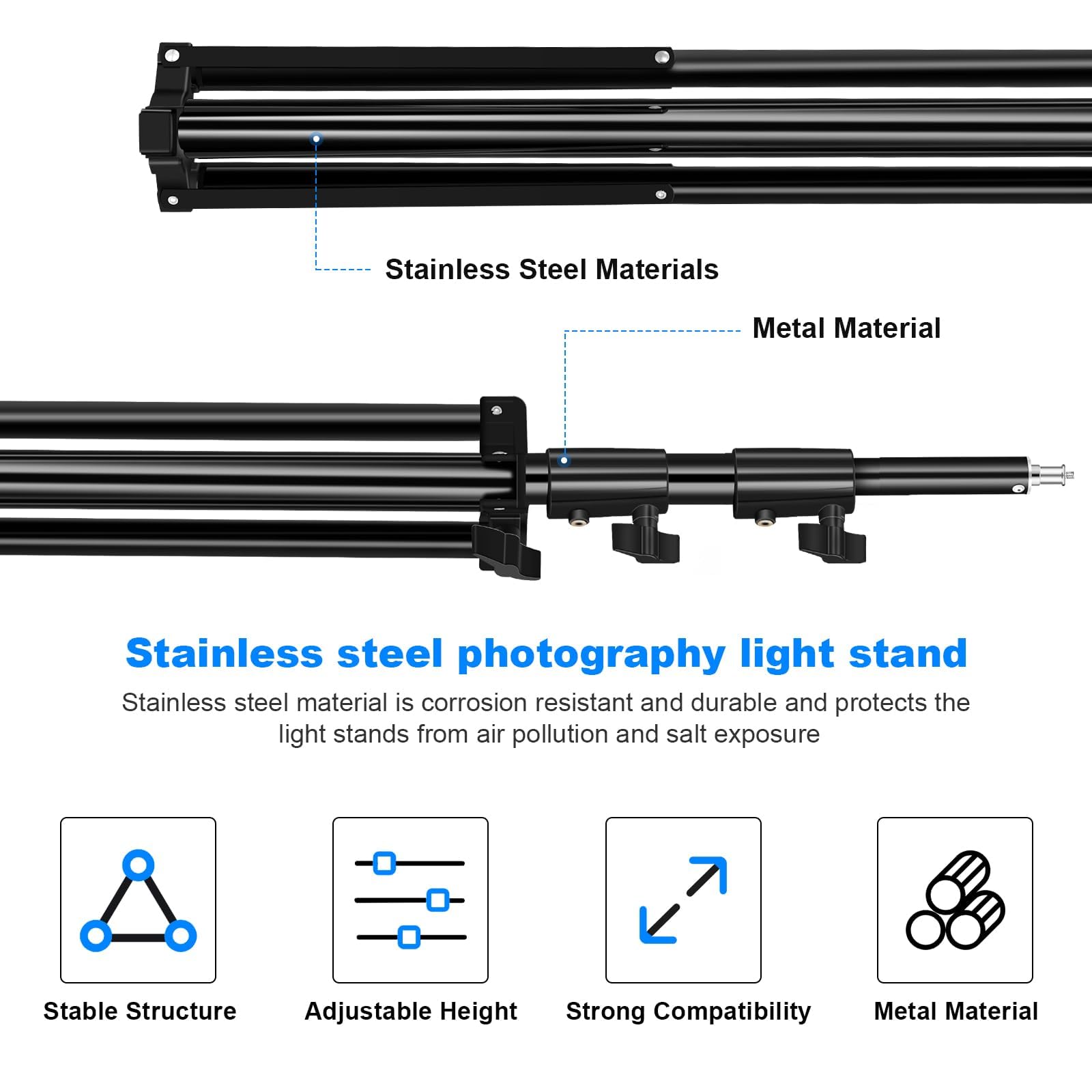 2-Pack Heavy Duty Light Stand 9.2ft/110