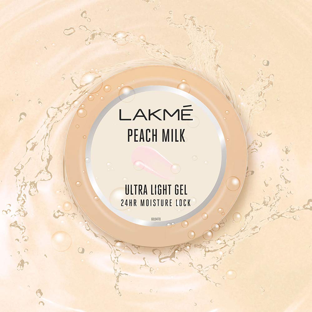 LAKMÉ Peach Milk Ultra Light Gel 50g - Hydrating Face Moisturizer for Dry & Sensitive Skin | Day & Night Cream for Soft, Glowing Complexion | Perfect for Daily Skincare Routine