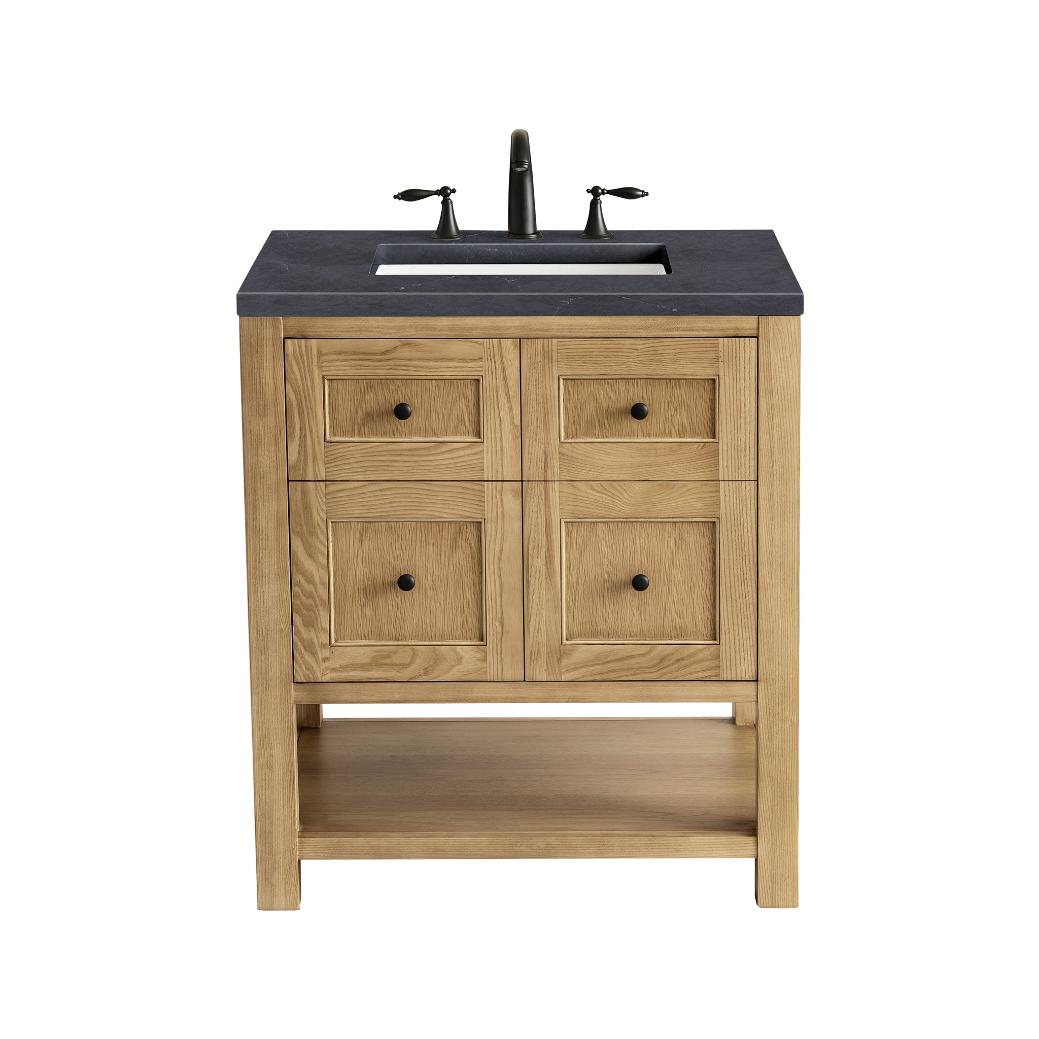 Breckenridge 30 Inch Single Bathroom Vanity in Light Natural Oak with 3CM Charcoal Soapstone Top - Perfect for Modern Farmhouse and Coastal Style Bathrooms
