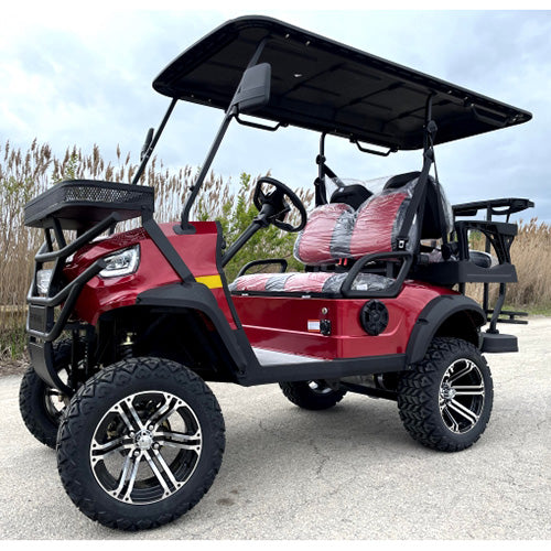 48V Electric Golf Cart 4 Seater - Lifted Renegade+ Edition Utility UTV | Compare to Coleman & Kandi | Red | Perfect for Golf Courses, Campuses & Resort Transportation