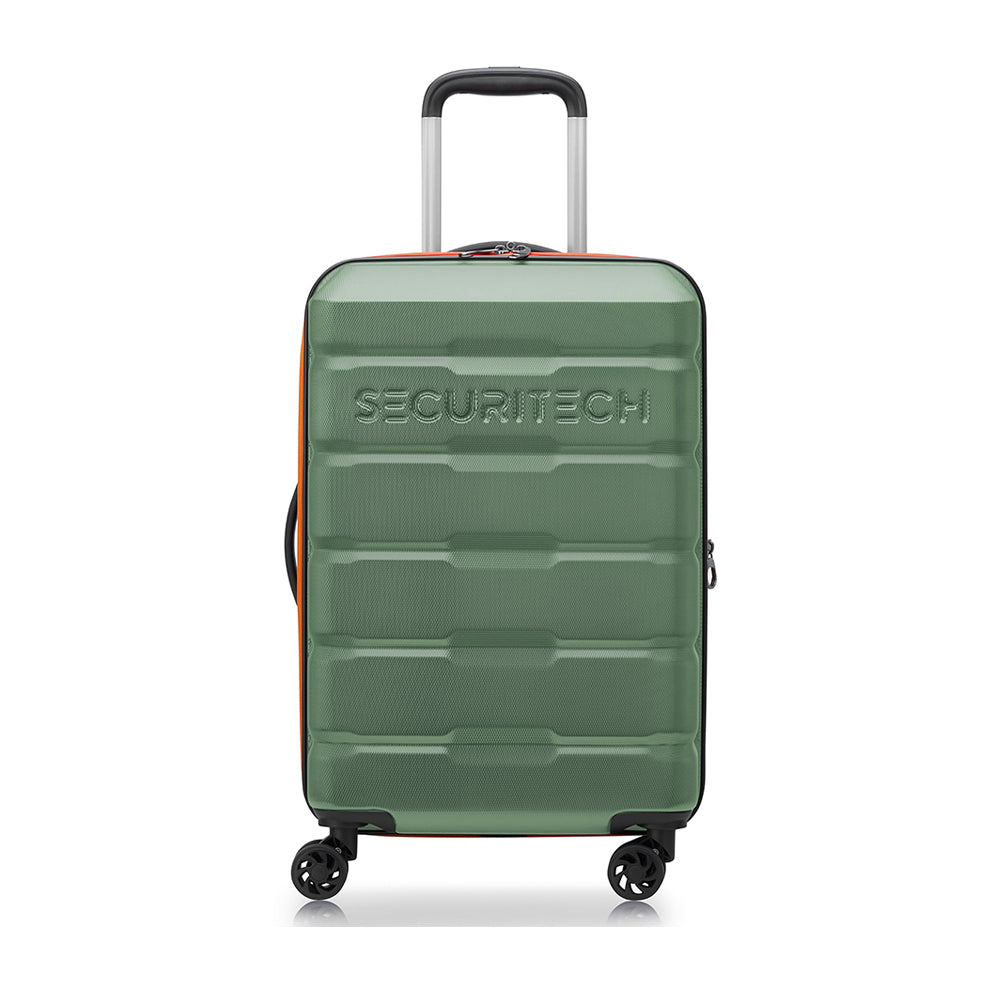 Delsey Paris Securitech® Citadel DY40058 55cm 4 Double Wheels Trolley Suitcase - Green | Durable Spinner Luggage for Business Travel & Vacation