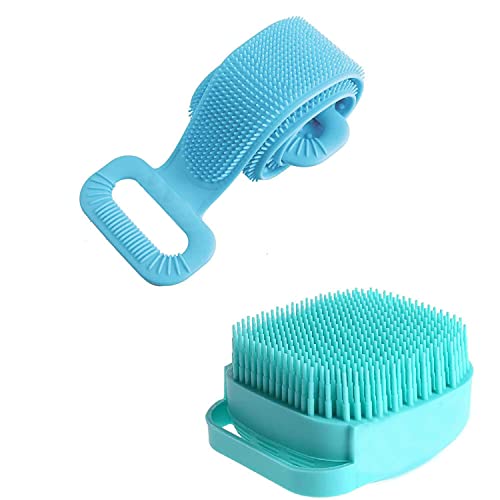 DHYANEXA Silicone Body Brush & Shampoo Dispenser - Gentle Exfoliation for Shower & Bath Use