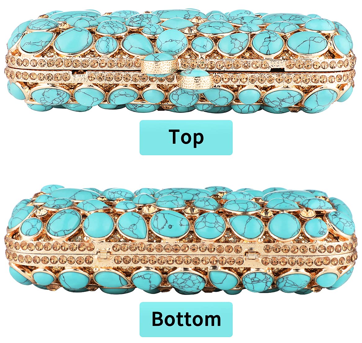 Turquoise Crystal Evening Clutch Bag for Women - Elegant Wedding Party Purse, Bride Accessory - Perfect for Prom, Cocktail Parties & Special Occasions