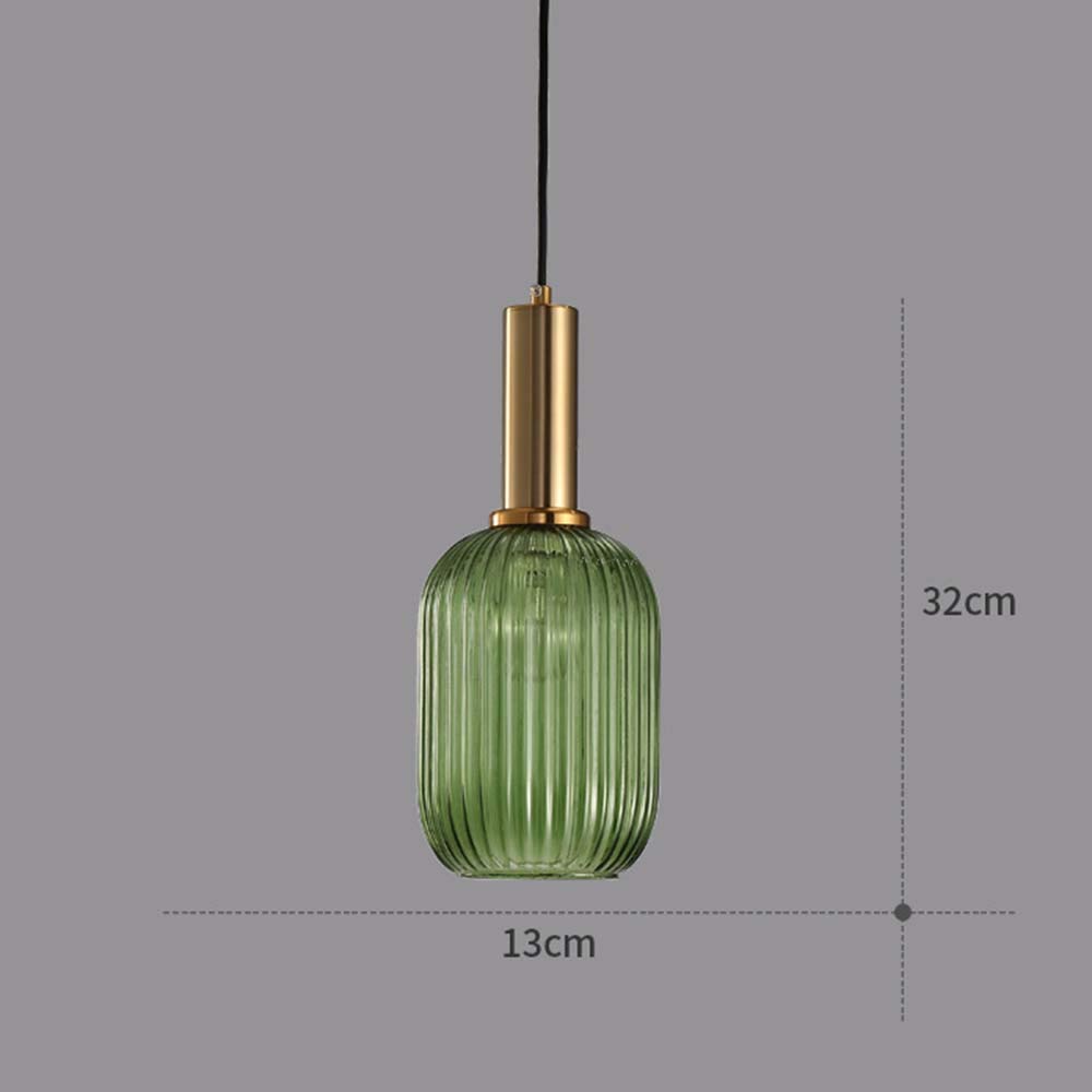 Modern Farmhouse Striped Glass Pendant Light with Gold Socket - 5.12