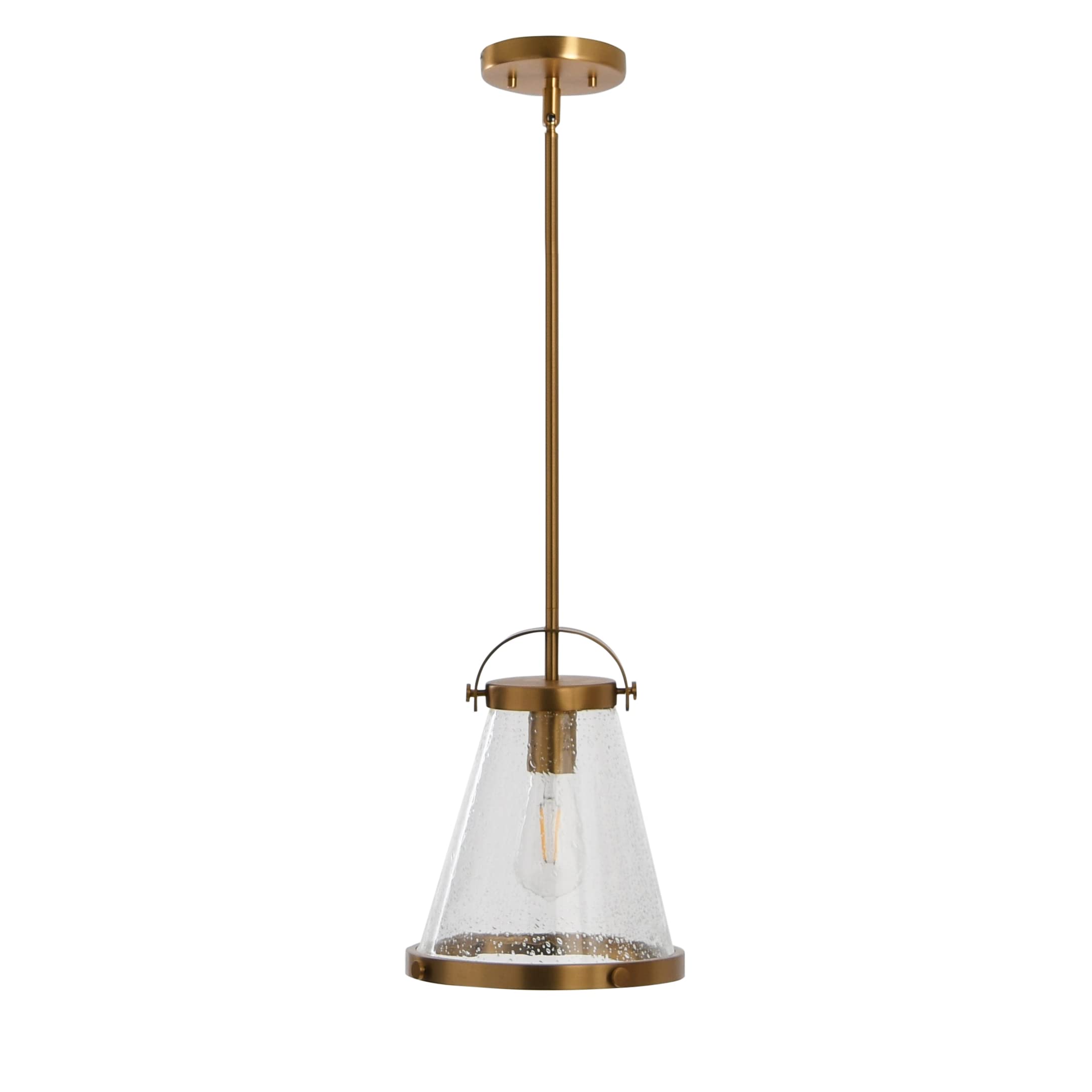 Wesley Brushed Gold Metal and Seedy Glass Ceiling Light Fixture - Modern Industrial Chandelier for Dining Room, Kitchen, or Bedroom Lighting