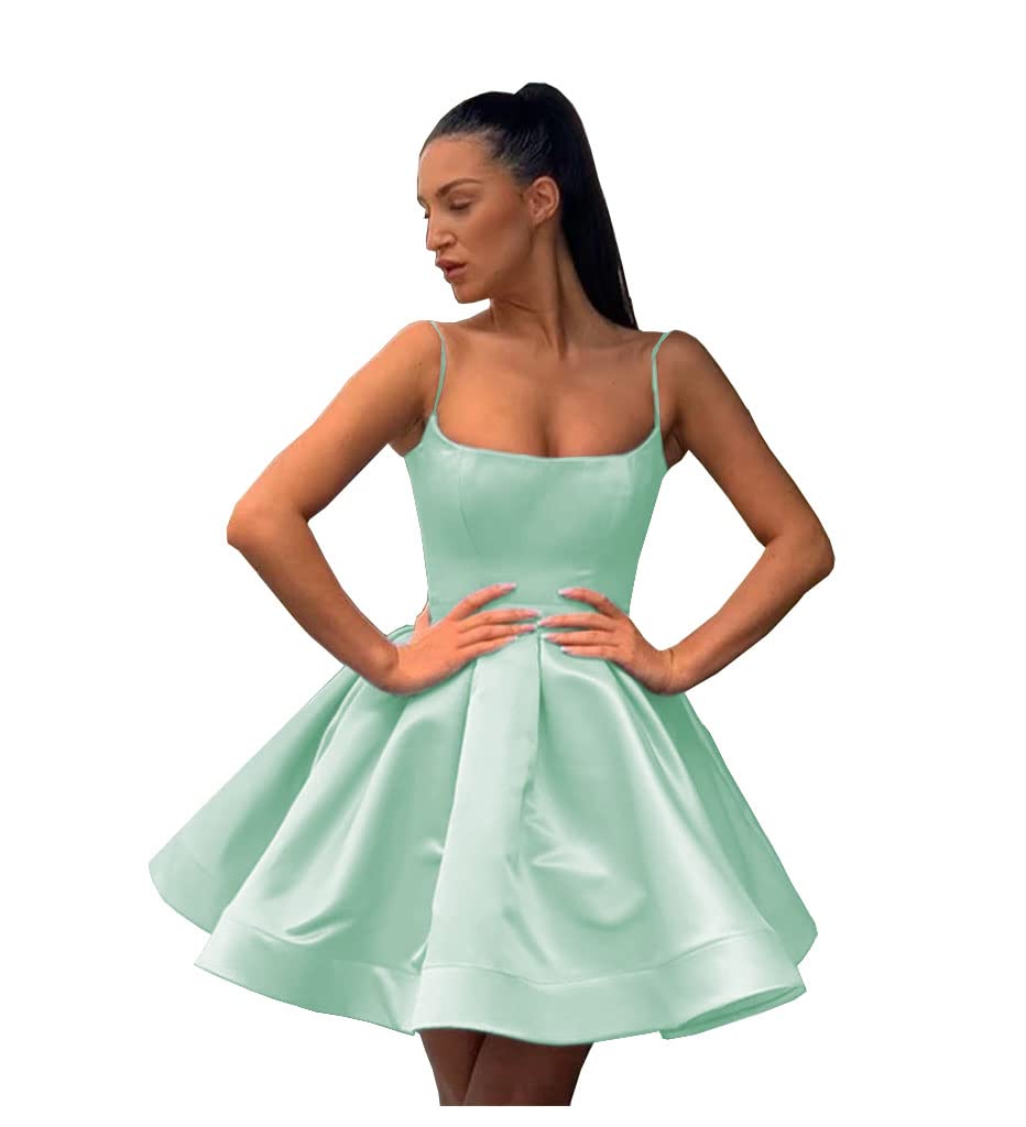 Promworld Women's Short Spaghetti Strap Satin Homecoming Dress & Prom Dress - Perfect for Dances, Parties, and Special Occasions