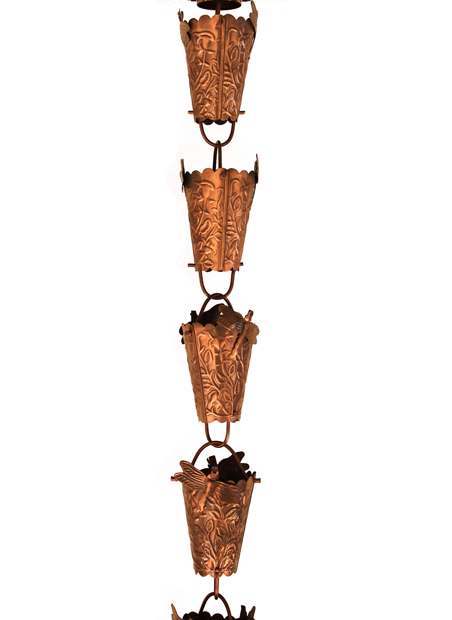Dragonfly-Themed Copper Rain Chain with Installation Kit (16 Foot) - Perfect for Garden, Patio, and Downspout Decoration