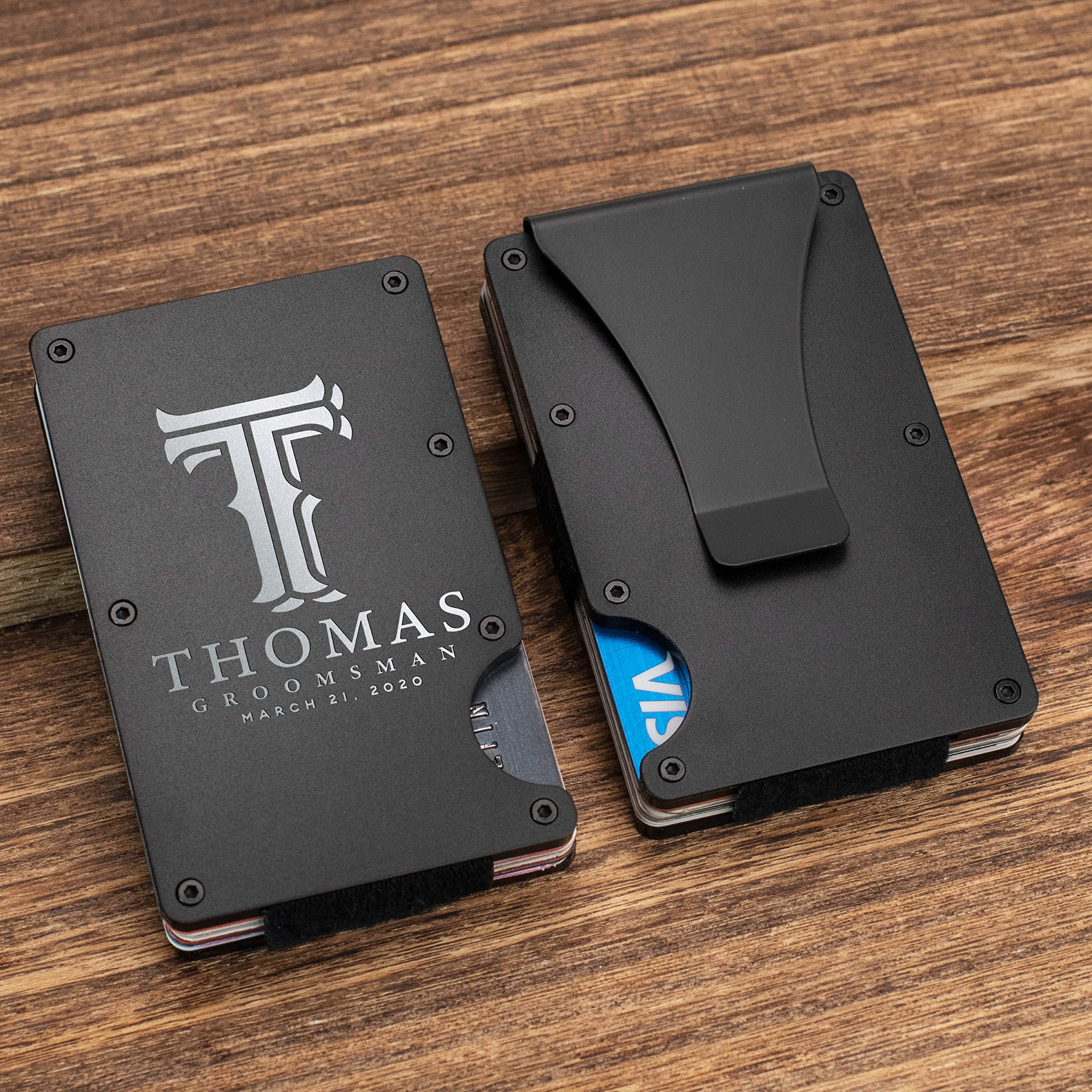 Premium Personalized Groomsmen Gifts Set of 10 - Custom Engraved Wallet & Proposal Box for Wedding Party - Best Man & Groomsman Gift Ideas for Men - Perfect for Bachelor Parties & Wedding Celebrations