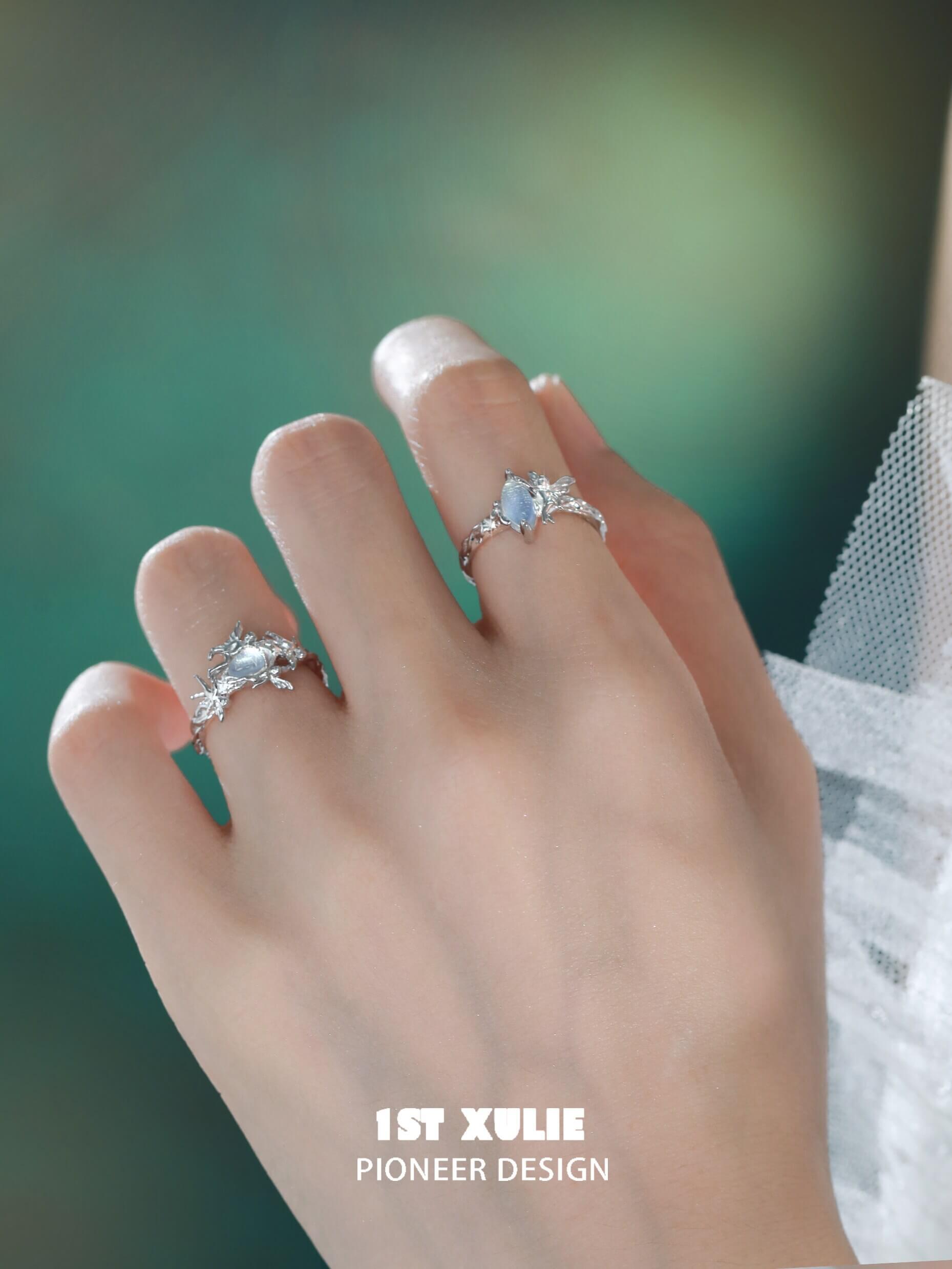 Blue Sky S925 Sterling Silver Opal Genie Rings for Women - Elegant Bohemian Jewelry Gift for Birthday, Anniversary & Special Occasions