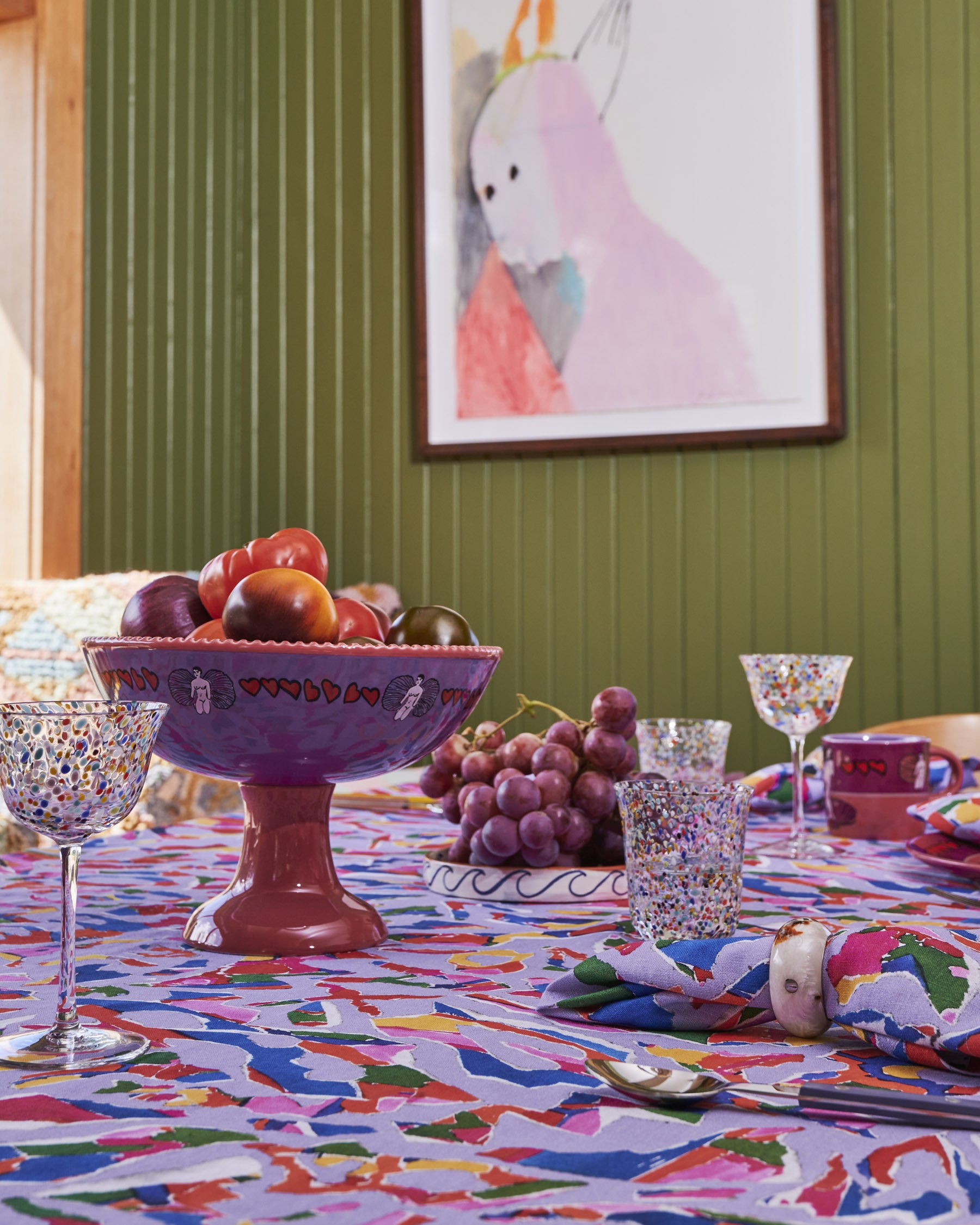 Kip&Co x Jenny Kee Opal Oz Pax Lilac Linen Tablecloth - Stylish & Durable for Dining, Parties & Home Decor