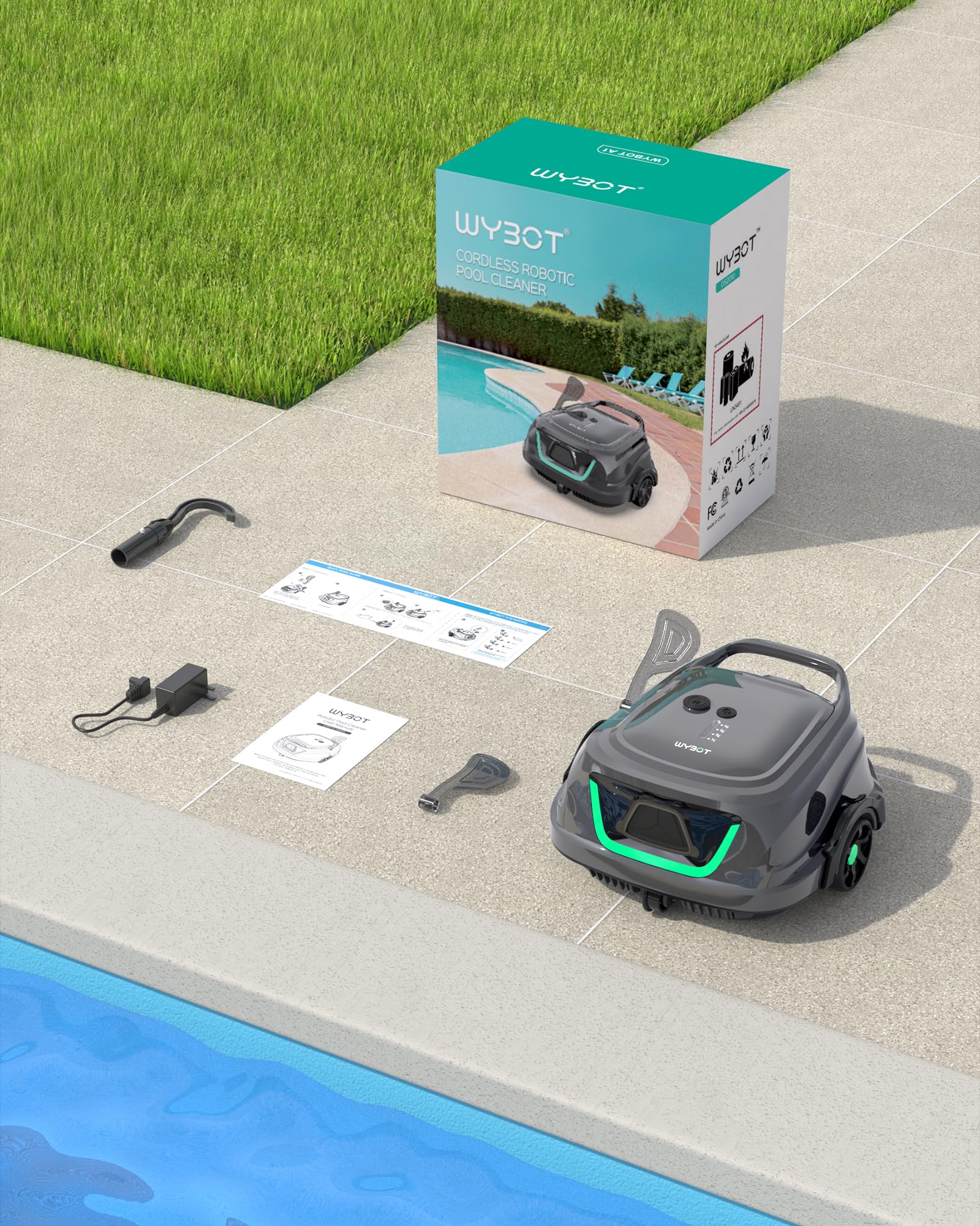 2024 WYBOT A1 Cordless Robotic Pool Cleaner - 120 Min Runtime, 2.5H Fast Charge, Double Filtration System with LED Indicators | Perfect for Above Ground & Flat Bottom Pools | Automatic Cleaning for Inground & Outdoor Swimming Pools