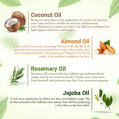 5-in-1 Hair Growth Oil with Coconut, Almond, Rosemary, Wheatgerm & Tea Tree Oils - Clinically Proven to Reduce Hair Fall & Promote Growth for All Hair Types (100ml) | Perfect for Daily Scalp Massage & Damaged Hair Repair