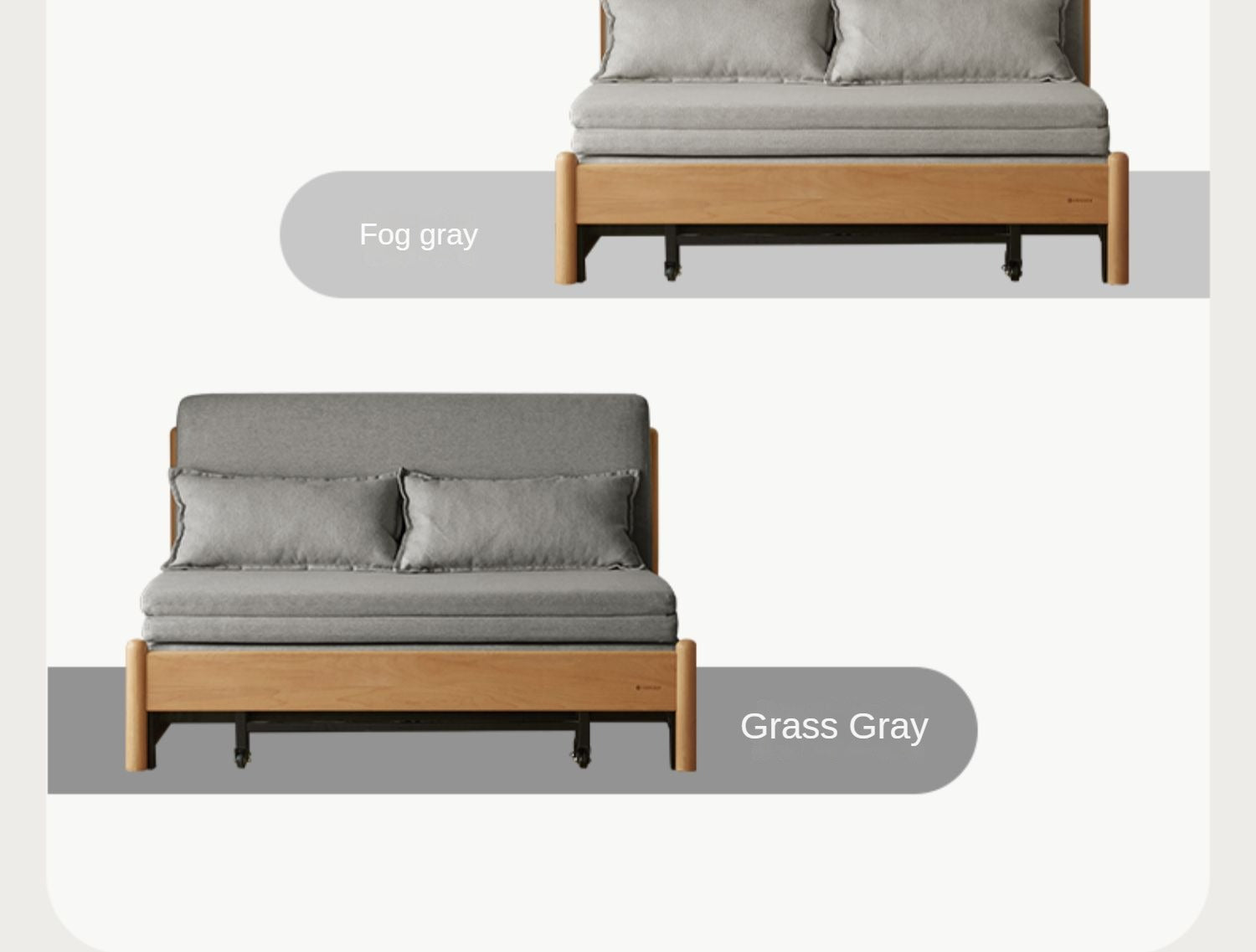 Solid Beech Wood Sofa Bed - Convertible Sleeper Sofa for Small Spaces, Guest Room & Living Room - Comfortable & Space-Saving Furniture