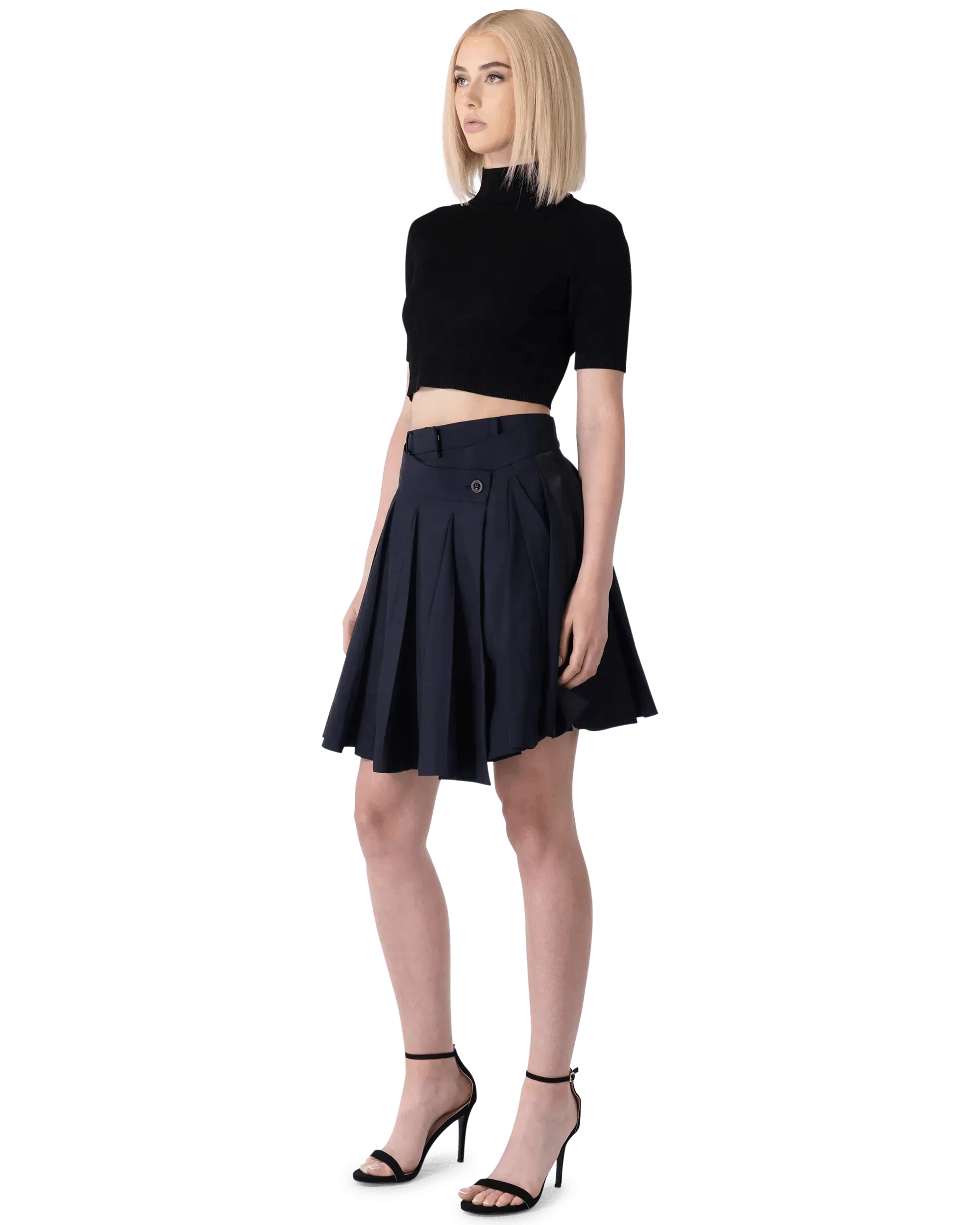 Fendi Brush Mock Neck Crop Top for Women | Trendy Short Sleeve Fashion Tops | Perfect for Casual Outings, Parties & Date Nights