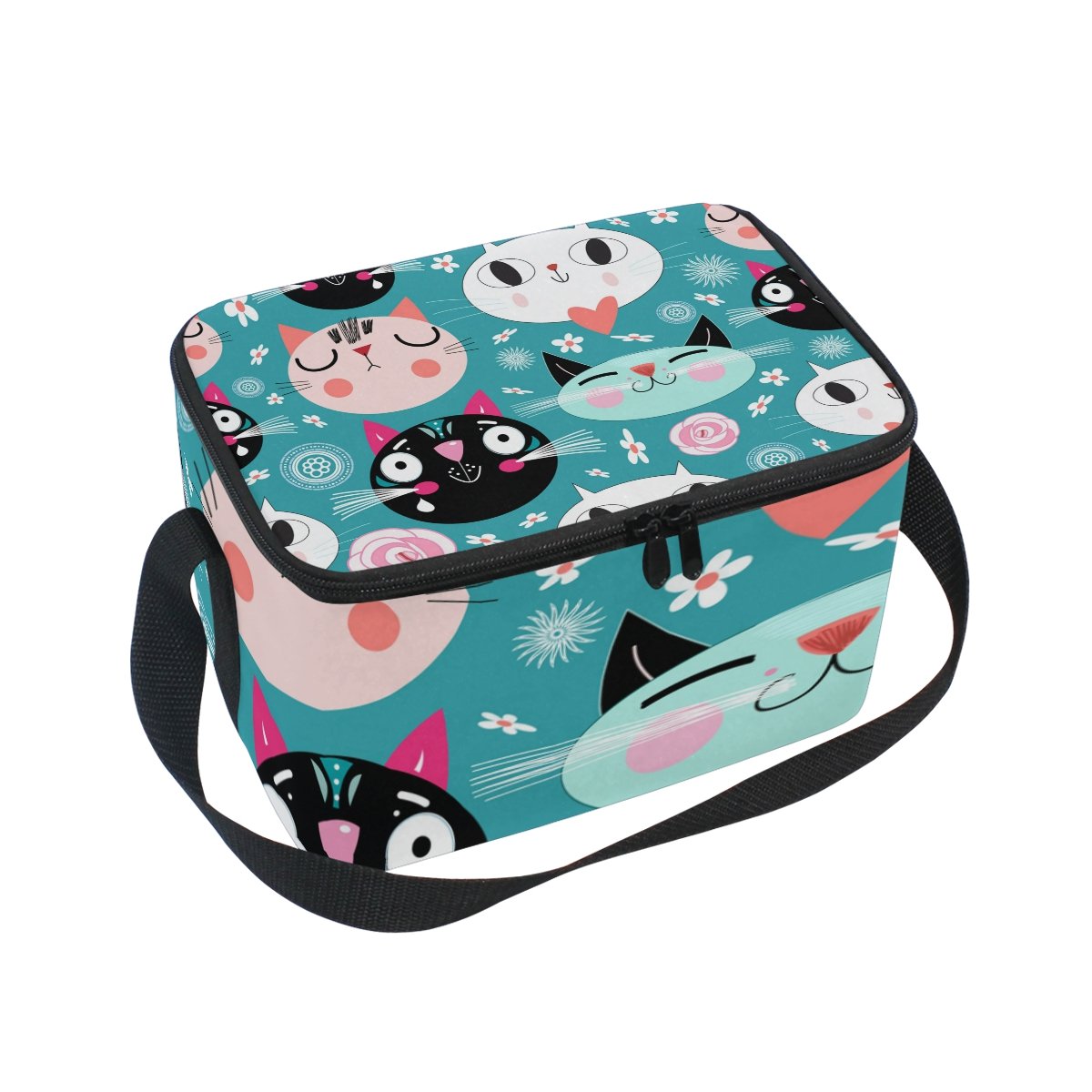 Cute Cartoon Cat Insulated Lunch Box Cooler Bag - Reusable Thermal Tote for School, Work, Outdoor Travel & Picnic | Leakproof Food Container for Kids & Adults