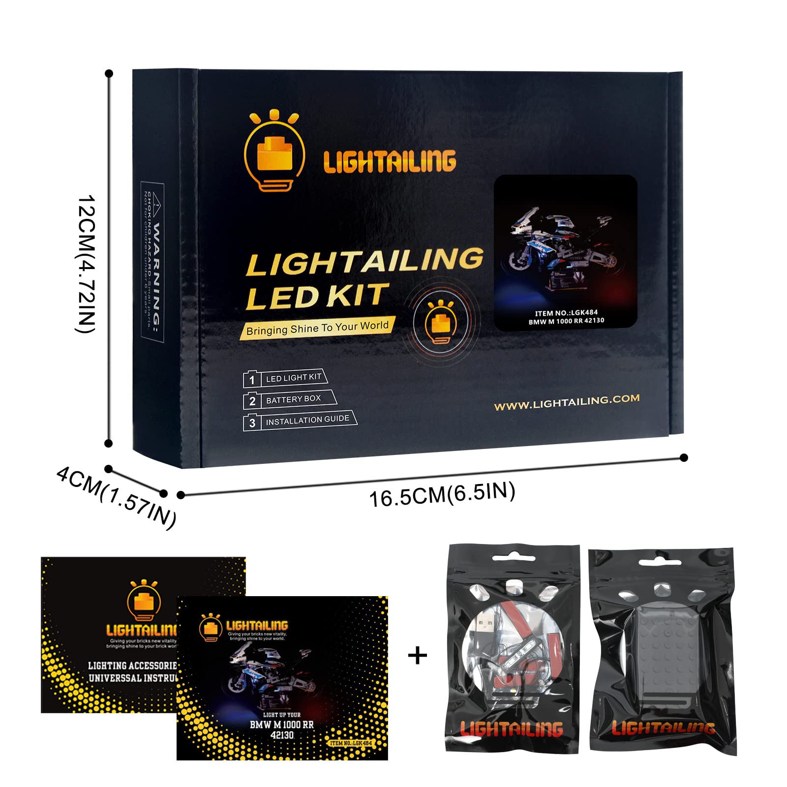 LIGHTAILING LED Light Kit for Lego 42130 Technic BMW M 1000 RR Motorcycle Building Blocks Model - Compatible with Official Lego Set (Not Included) - Perfect for Display, Gifts, and Nighttime Showcase