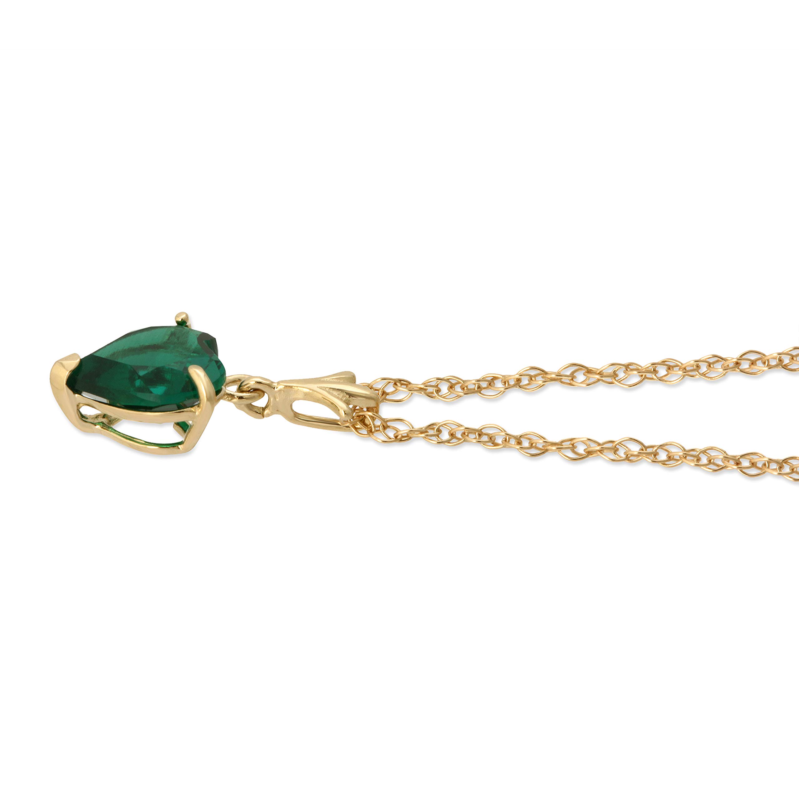 14K Solid Yellow Gold Lab-Grown Heart Emerald Necklace & Earring Set - AAA Grade Jewelry for Women | Valentine's Day Gift, Anniversary Present, Bridal Party Accessories