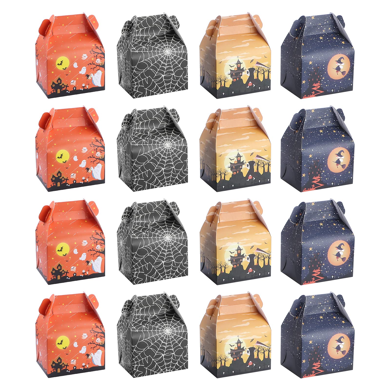 WINOMO 16Pcs Halloween Cake Boxes - Spider Web Bread Hand Cases for Halloween Party Decorations, Baking Supplies & Gift Packaging (Mixed Style) - Perfect for Halloween Desserts, Cupcakes & Cookie Displays