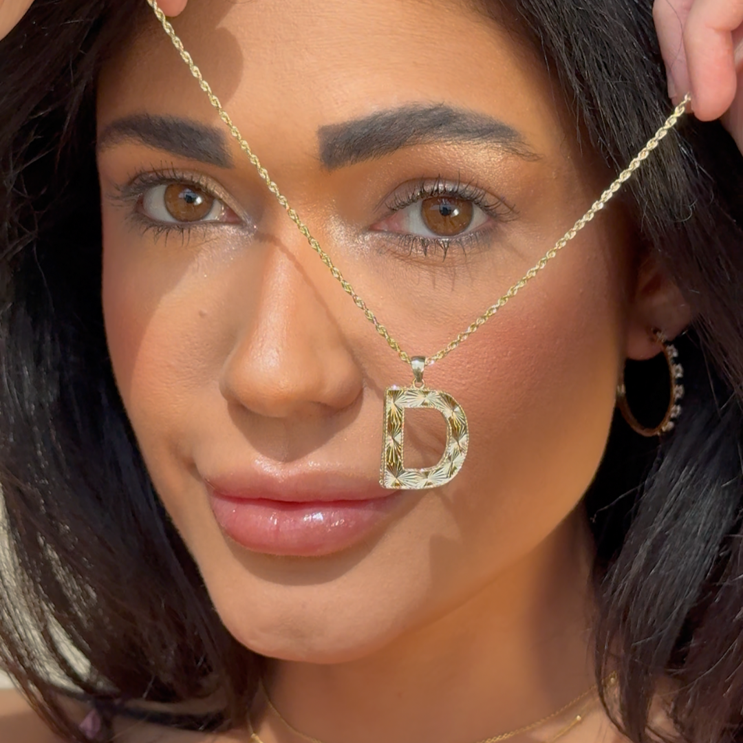 10K Gold Radiant Cut Initial Pendant Necklace - Personalized Name Jewelry for Women, Gift for Her - Perfect for Birthdays, Anniversaries & Special Occasions