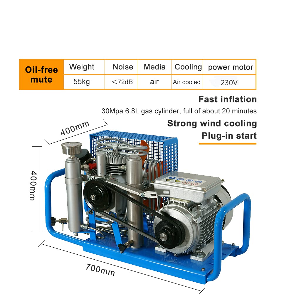 2.2KW 3HP Portable High Pressure Air Compressor 230V 60Hz 3.5CFM 4500PSI - Scuba Tank Filler, PCP Rifle & Paintball Gun Charging Station - Perfect for Diving, Hunting & Outdoor Sports