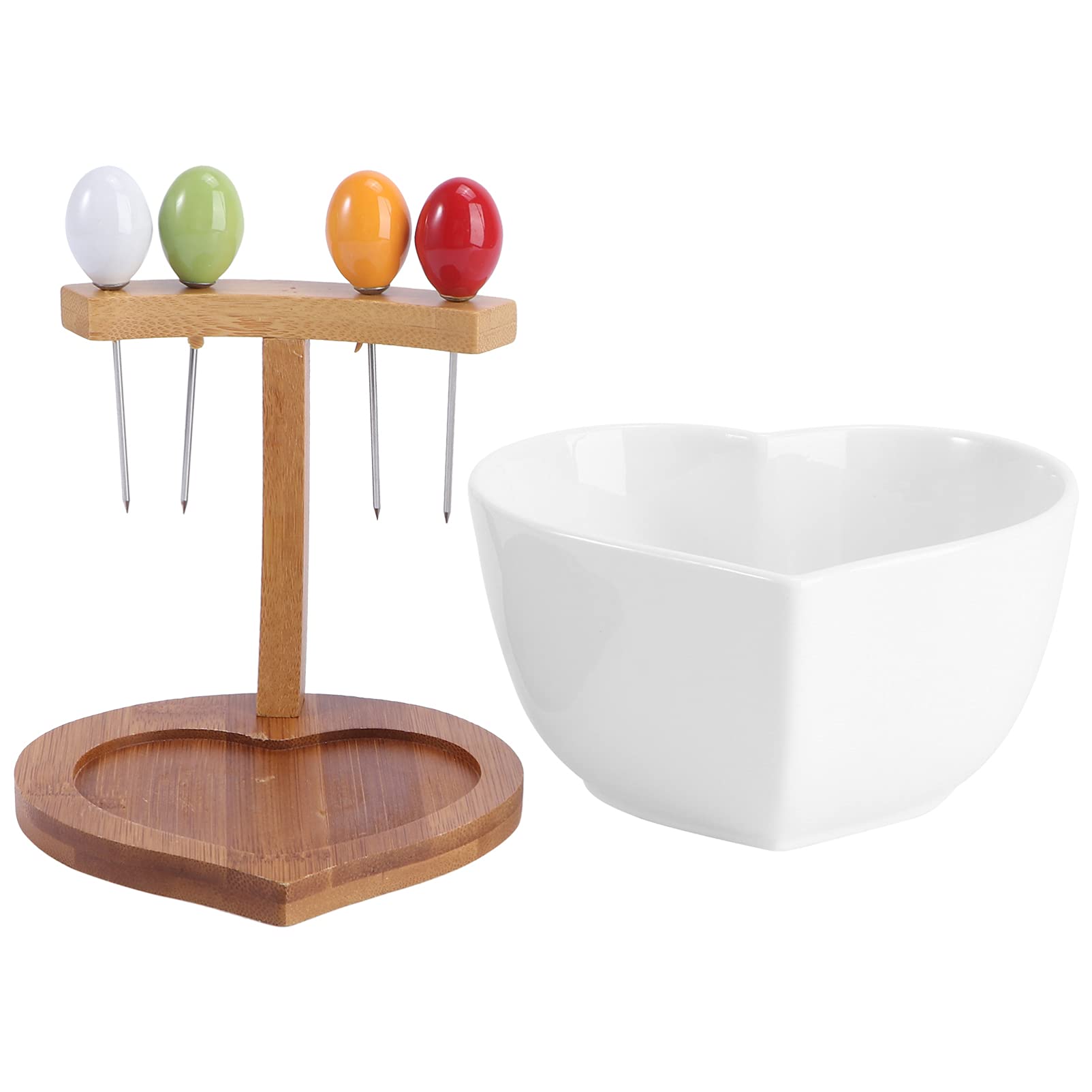 Hemoton 1 Set Porcelain Salad Bowls - 6-Piece Heart-Shaped Dessert Bowls for Ice Cream, Fruits, Nuts, Snacks | Elegant Sugar Bowls & Appetizer Plates | Perfect for Parties, Tea Time, and Home Decor