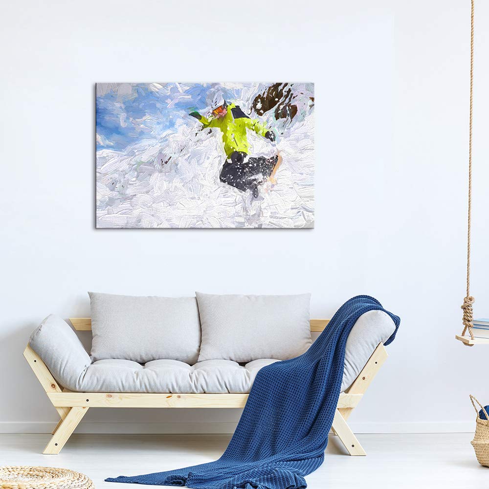 Snowboarding Wall Art - 32x48 Inches Framed Canvas Print for Home Decor, Bedroom & Living Room Paintings | Perfect for Sports Enthusiasts & Winter Theme Interiors