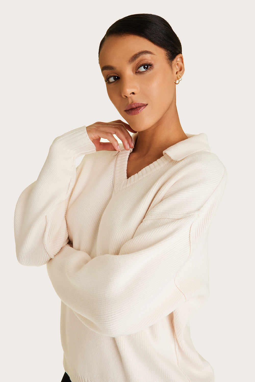 Diana Sweater Bone - Cozy Knit Pullover for Women | Perfect for Fall & Winter Outfits, Casual Wear & Layering