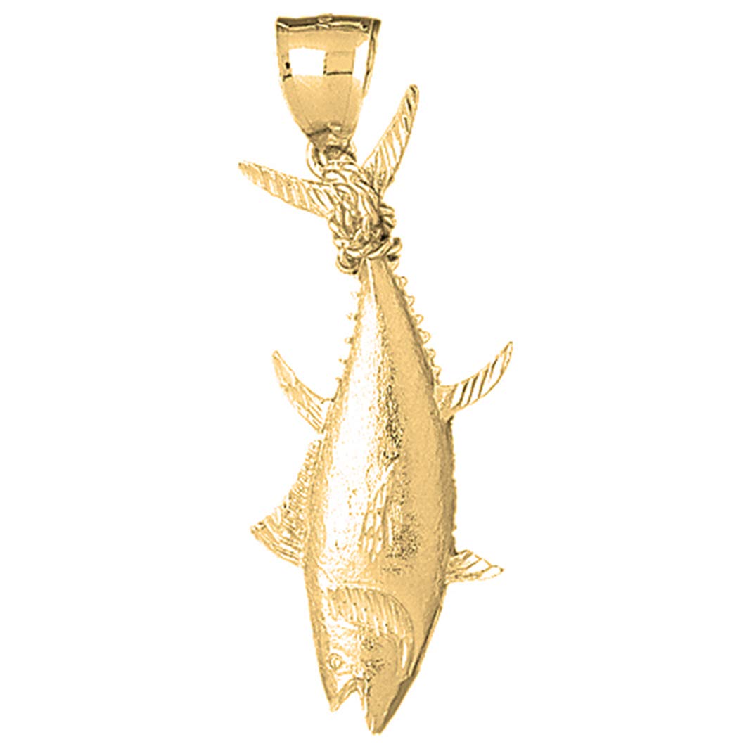 14K Yellow Gold Tuna Pendant Necklace - 63mm Elegant Jewelry for Women | Perfect Gift for Birthday, Anniversary & Special Occasions