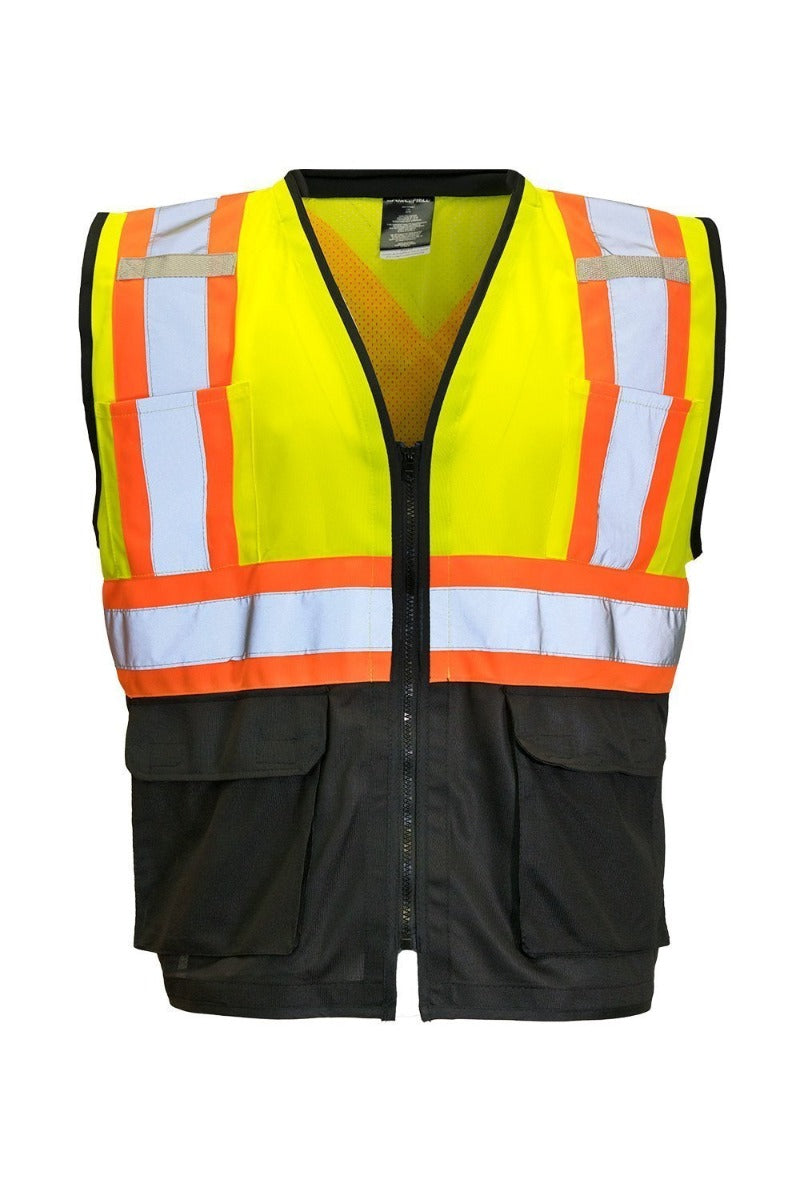 High Visibility Safety Vest with Front Zipper - ANSI Certified Lime Reflective Work Vest for Construction, Road Workers & Night Running