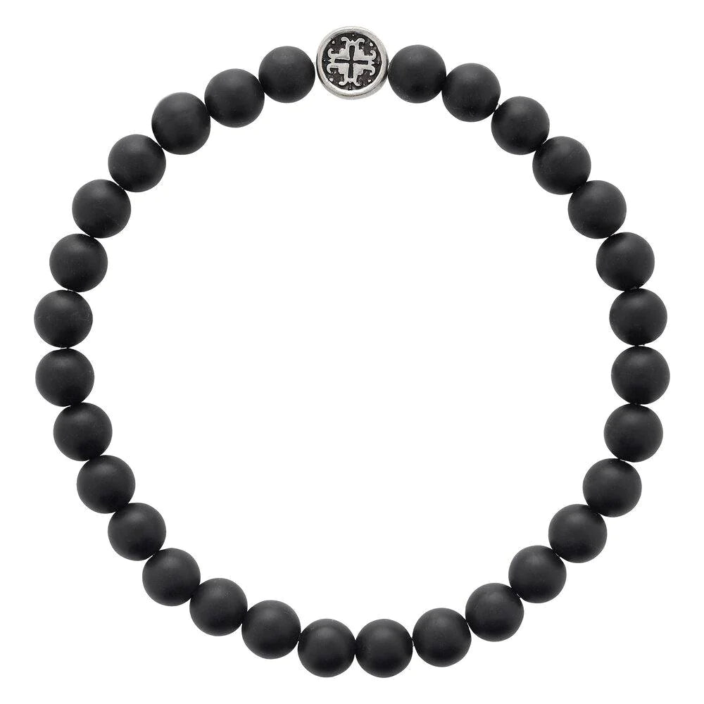 Black Agate Mala Bracelet with Mantra Beads - Spiritual Meditation & Yoga Jewelry for Stress Relief & Positive Energy