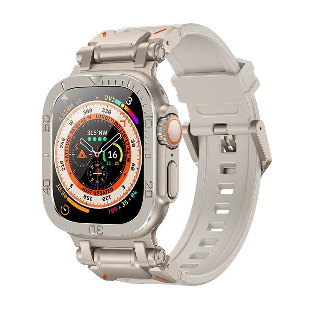 Durable Silicone Band with Stainless Steel Case & Tempered Glass - Perfect for Outdoor Sports, Fitness & Everyday Wear