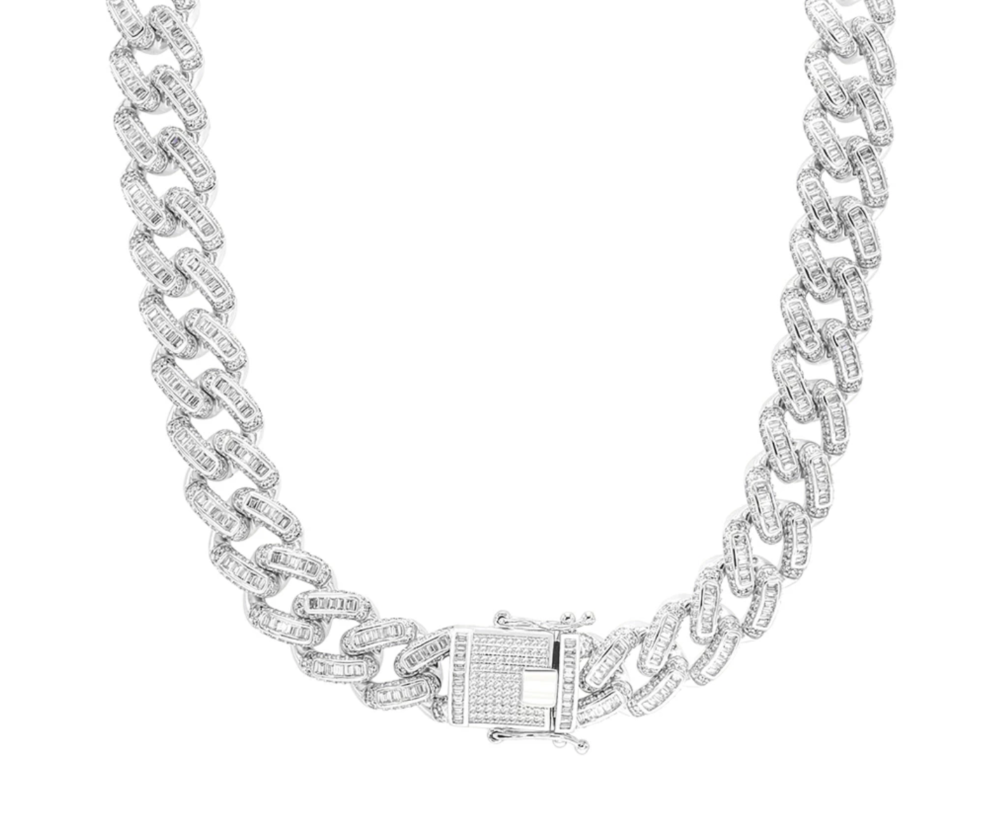 Stylish Baguette Cuban Link Chain for Men & Women - 14K Gold Plated Hip Hop Jewelry - Perfect for Parties, Weddings & Everyday Wear