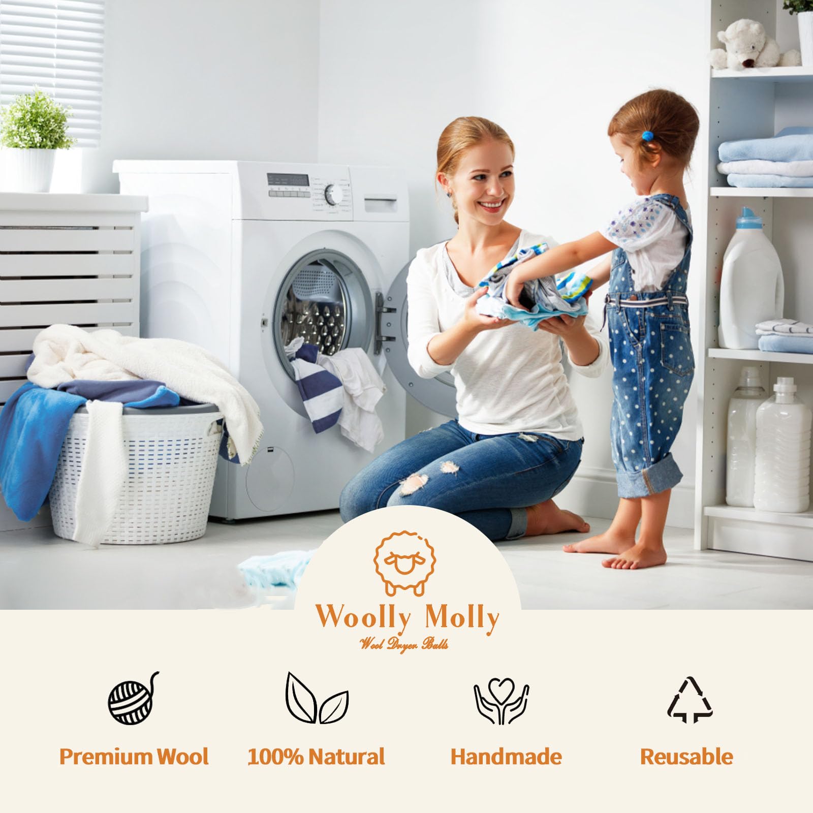 Organic Wool Dryer Balls XL Pack of 6 - Premium New Zealand Wool, Reusable Fabric Softener for 1000+ Loads | Hypoallergenic, Baby Safe & Energy Saving | Perfect for Laundry, Baby Clothes & Eco-Friendly Homes