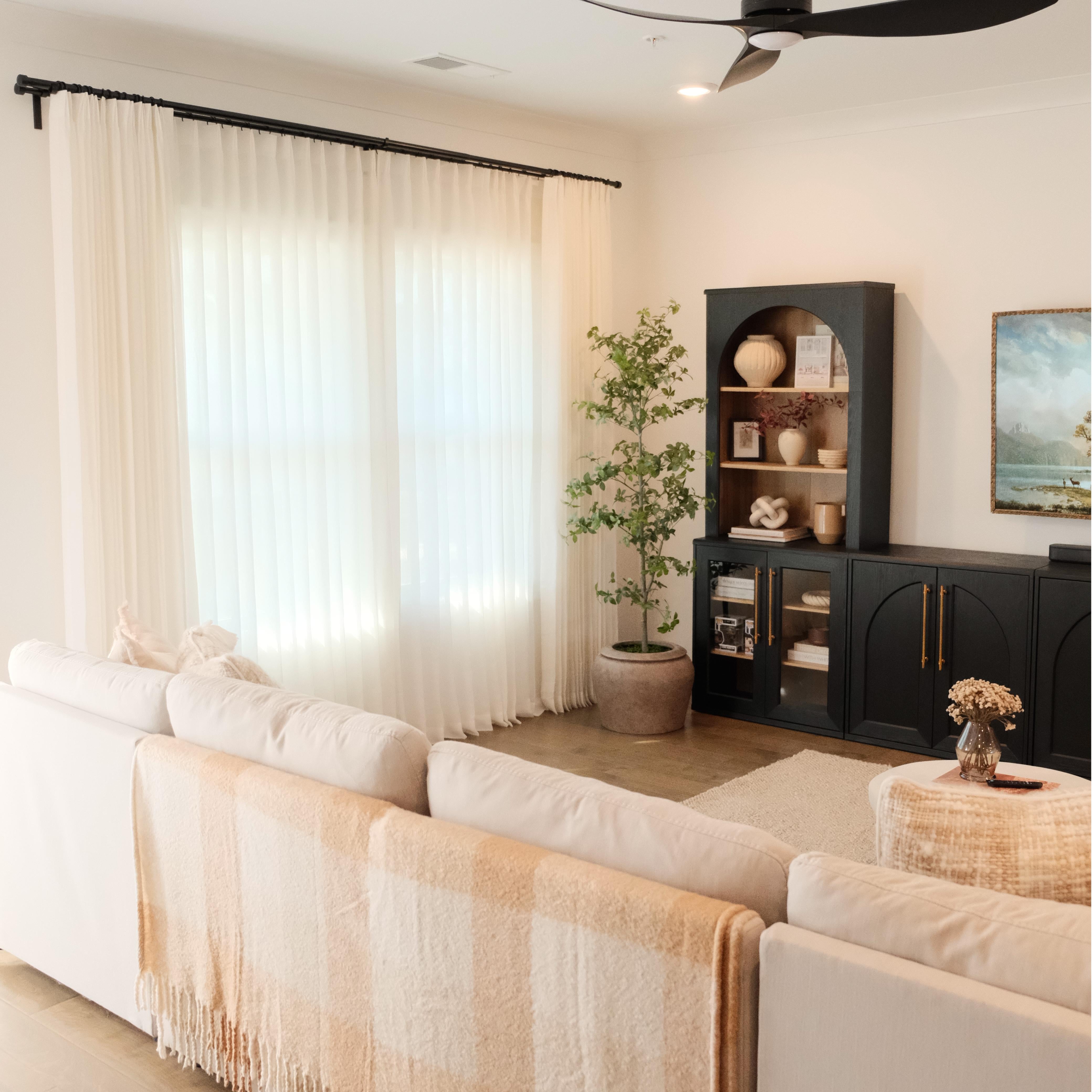 Mustard Yellow Cloud Linen Sheer Curtains - Natural Soft Breezy Custom Drapes with Pleated Design for Living Room, Bedroom & Nursery Window Treatments