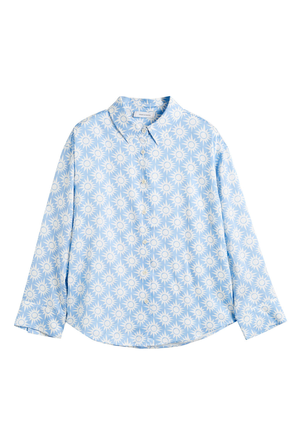 Sky Blue Laura Whitmore Paradise Shirt - Women's Floral Print Vacation Blouse for Beach, Summer Outfits & Tropical Getaways